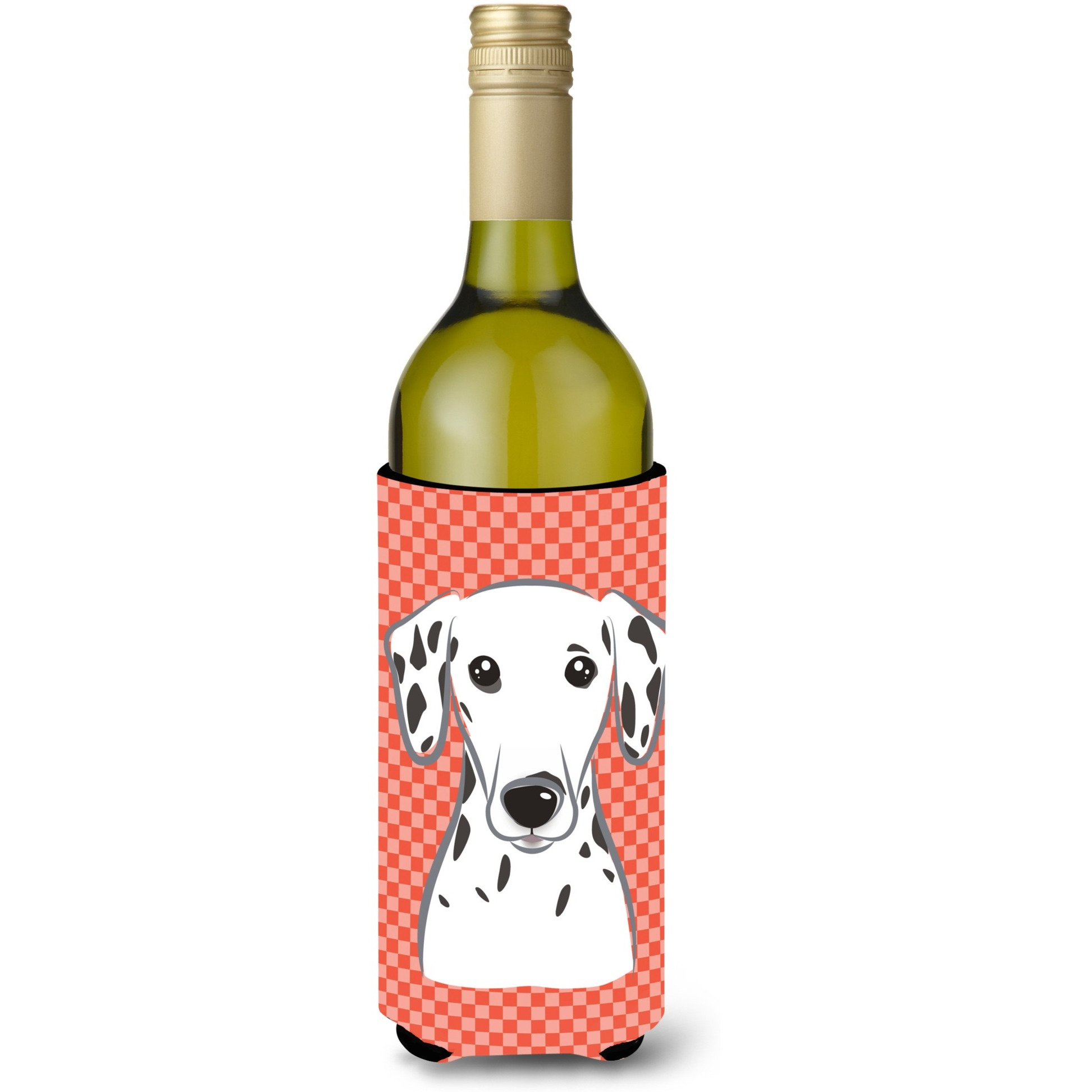 Red Checkered Dalmatian Wine Bottle Beverage Insulator Hugger BB1131LITERK