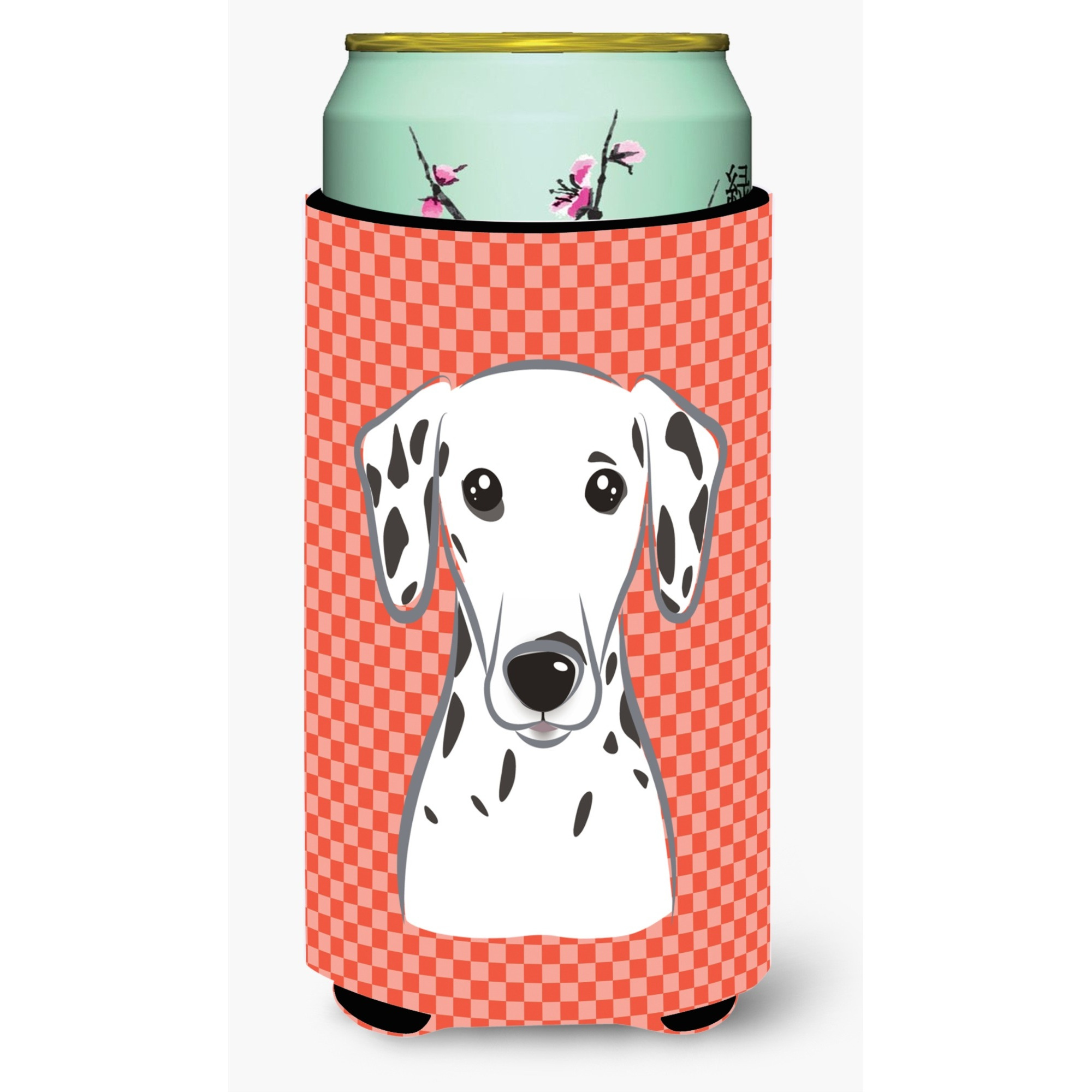 Red Checkered Dalmatian Tall Boy Beverage Insulator Hugger BB1131TBC