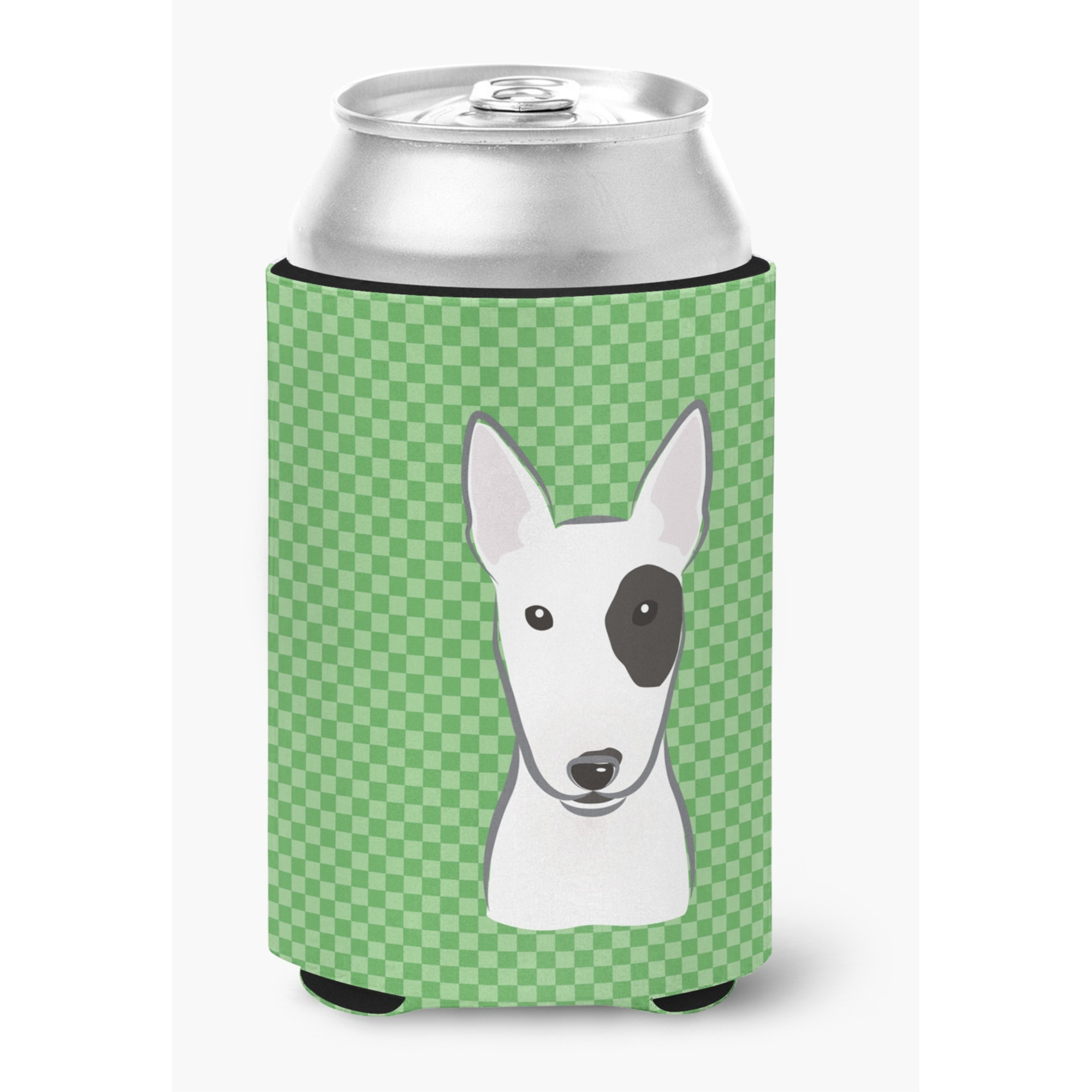 Green Checkered Bull Terrier Can or Bottle Hugger BB1132CC