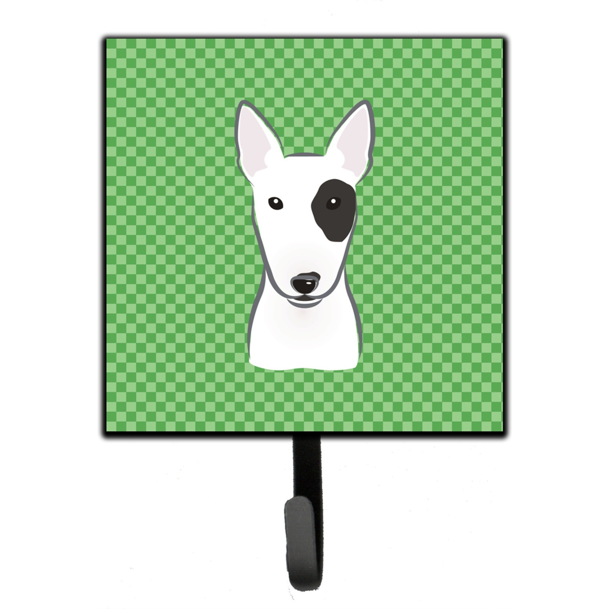 &quotCaroline's Treasures BB1132SH4 Green Checkered Bull Terrier Leash or Key Holder, Small, Multicolor"