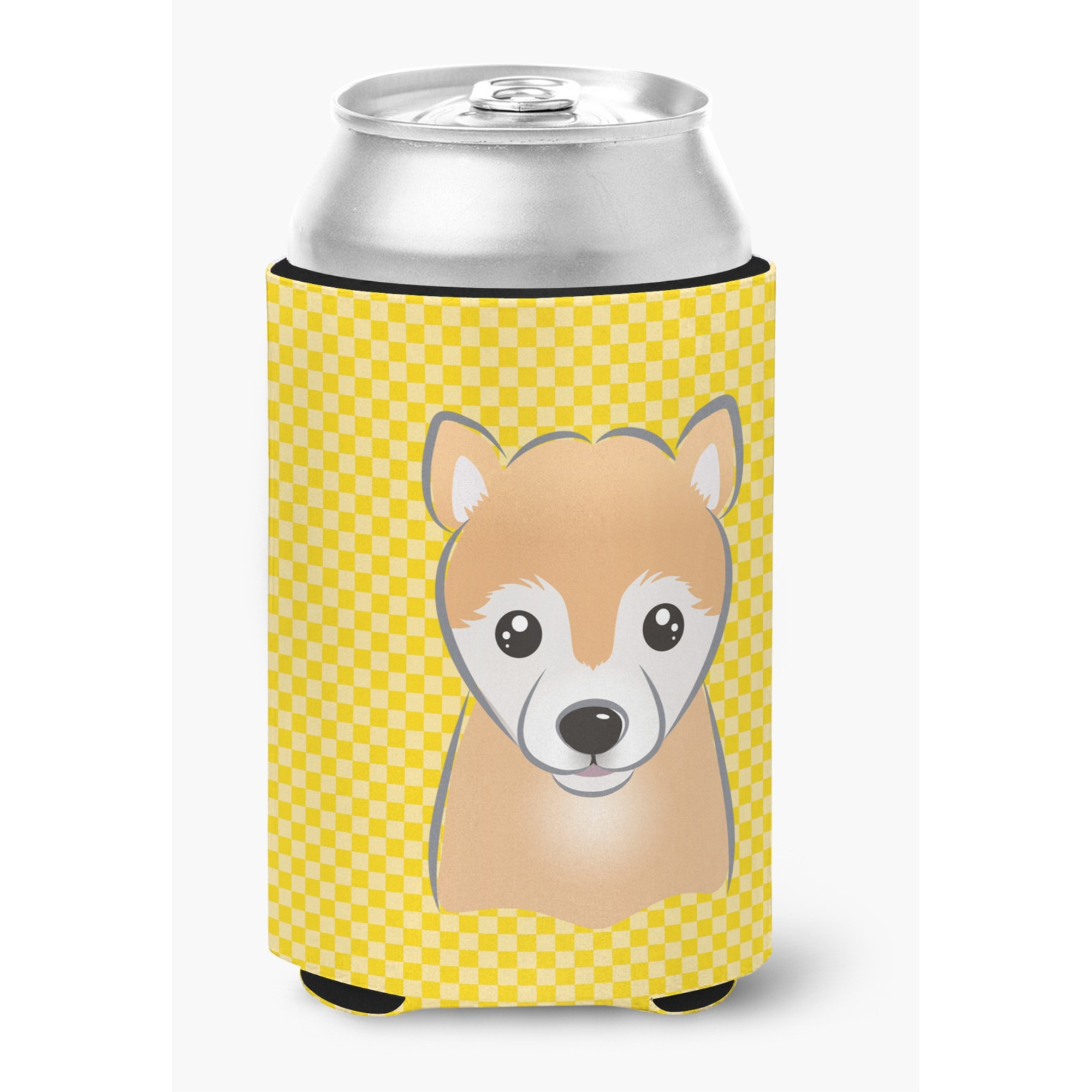 Yellow Checkered Shiba Inu Can or Bottle Hugger BB1133CC