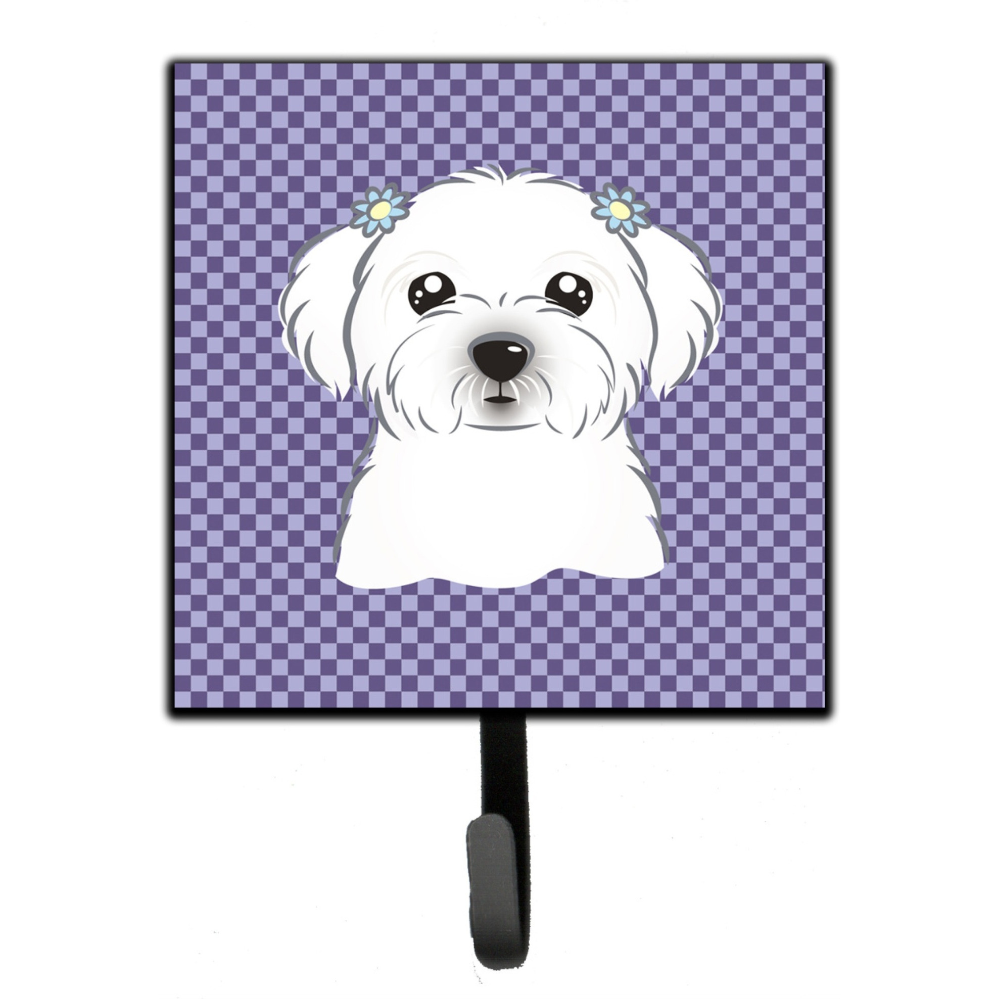 &quotCaroline's Treasures BB1134SH4 Purple Checkered Maltese Leash or Key Holder, Small, Multicolor"