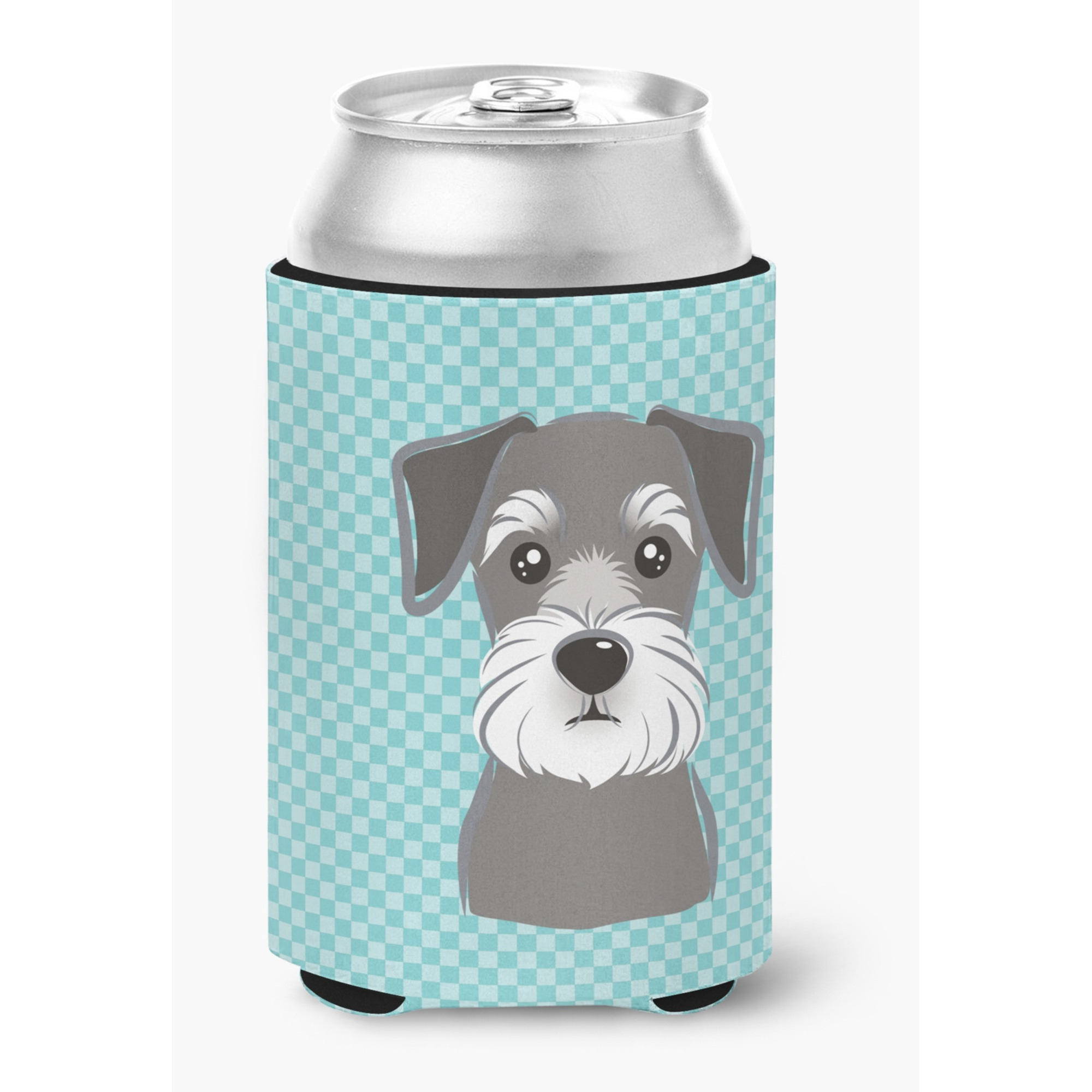 Blue Checkered Schnauzer Can or Bottle Hugger BB1136CC