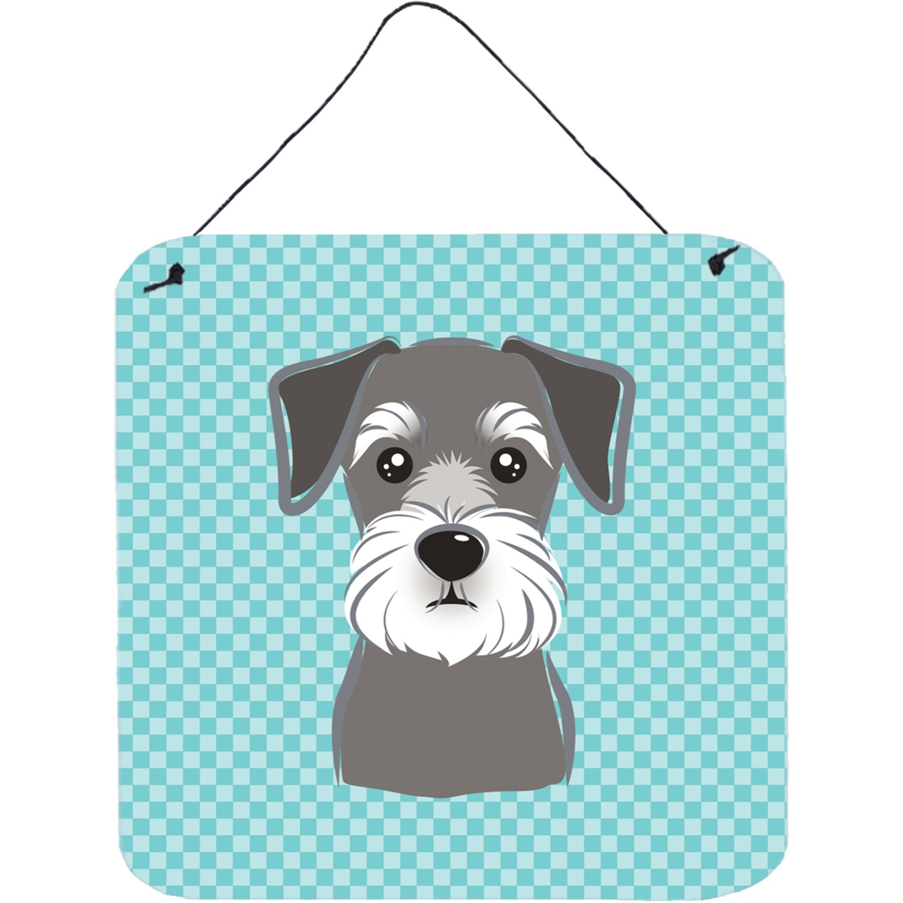 &quotCaroline's Treasures Blue Checkered Schnauzer Aluminum Metal Wall or Door Hanging Prints, 6 x 6"""
