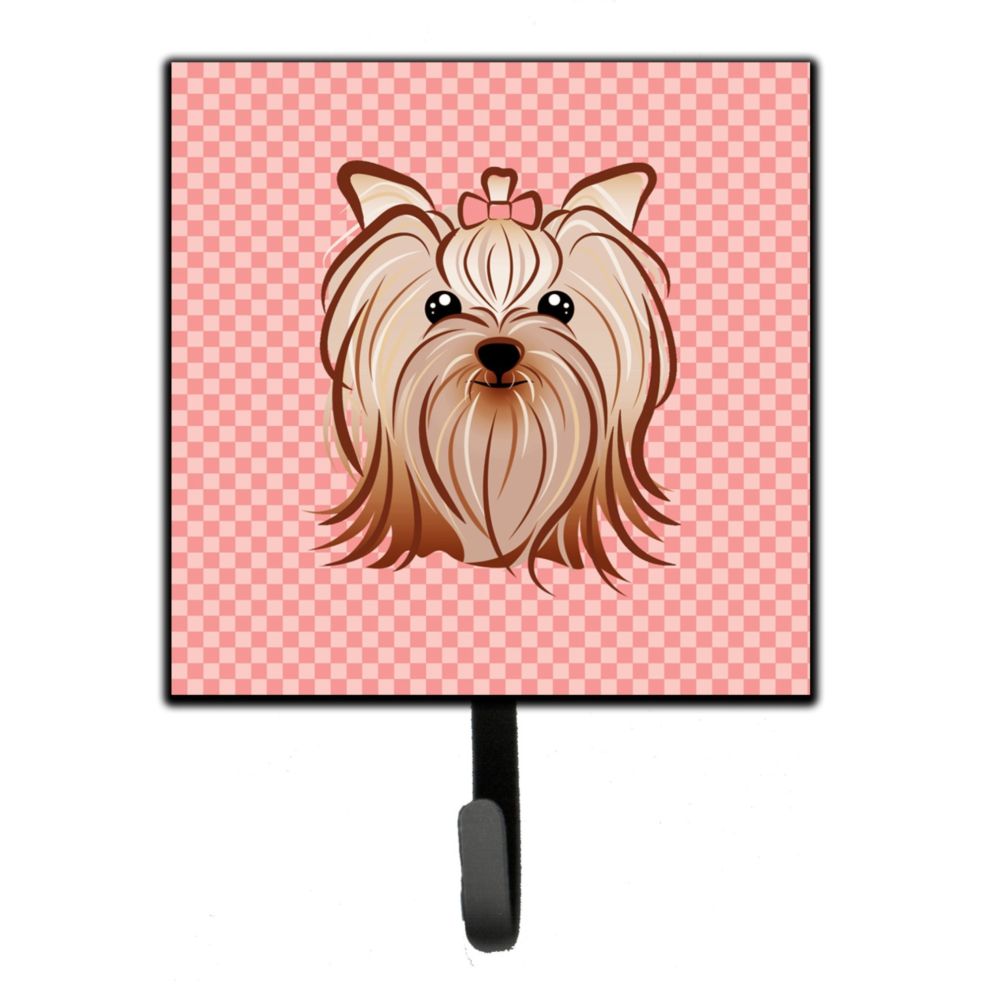 &quotCaroline's Treasures BB1138SH4 Pink Checkered Yorkie/Yorkshire Terrier Leash or Key Holder, Small, Multicolor"