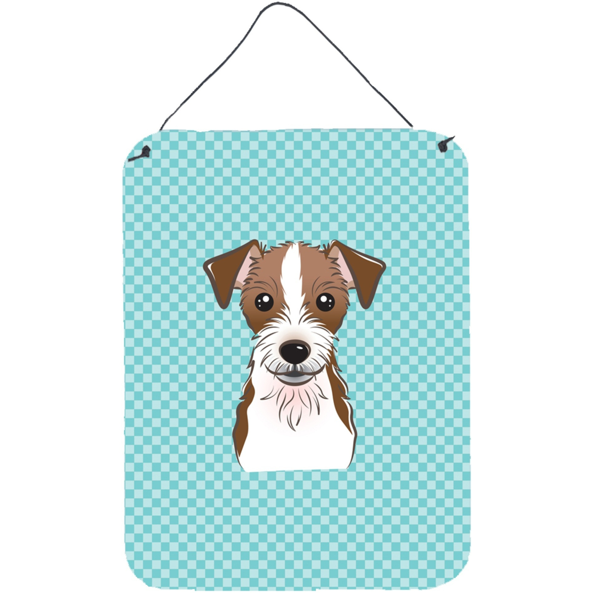 &quotCaroline's Treasures BB1140DS1216 Checkerboard Blue Jack Russell Terrier Wall or Door Hanging Prints, 16"" x 12"""