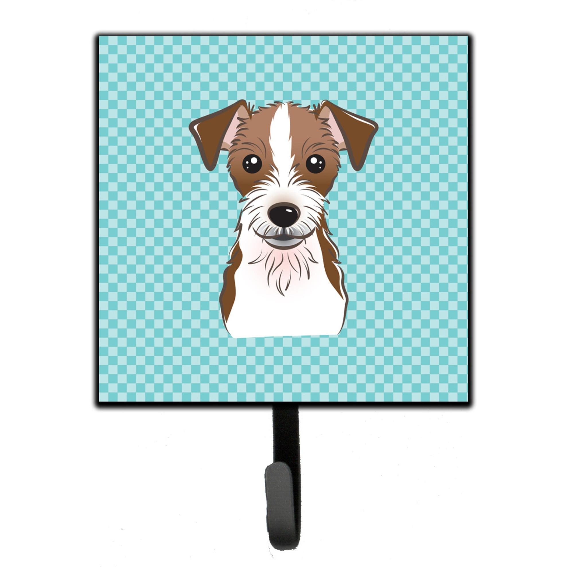 &quotCaroline's Treasures BB1140SH4 Checkerboard Blue Jack Russell Terrier Leash or Key Holder, Small, Multicolor"