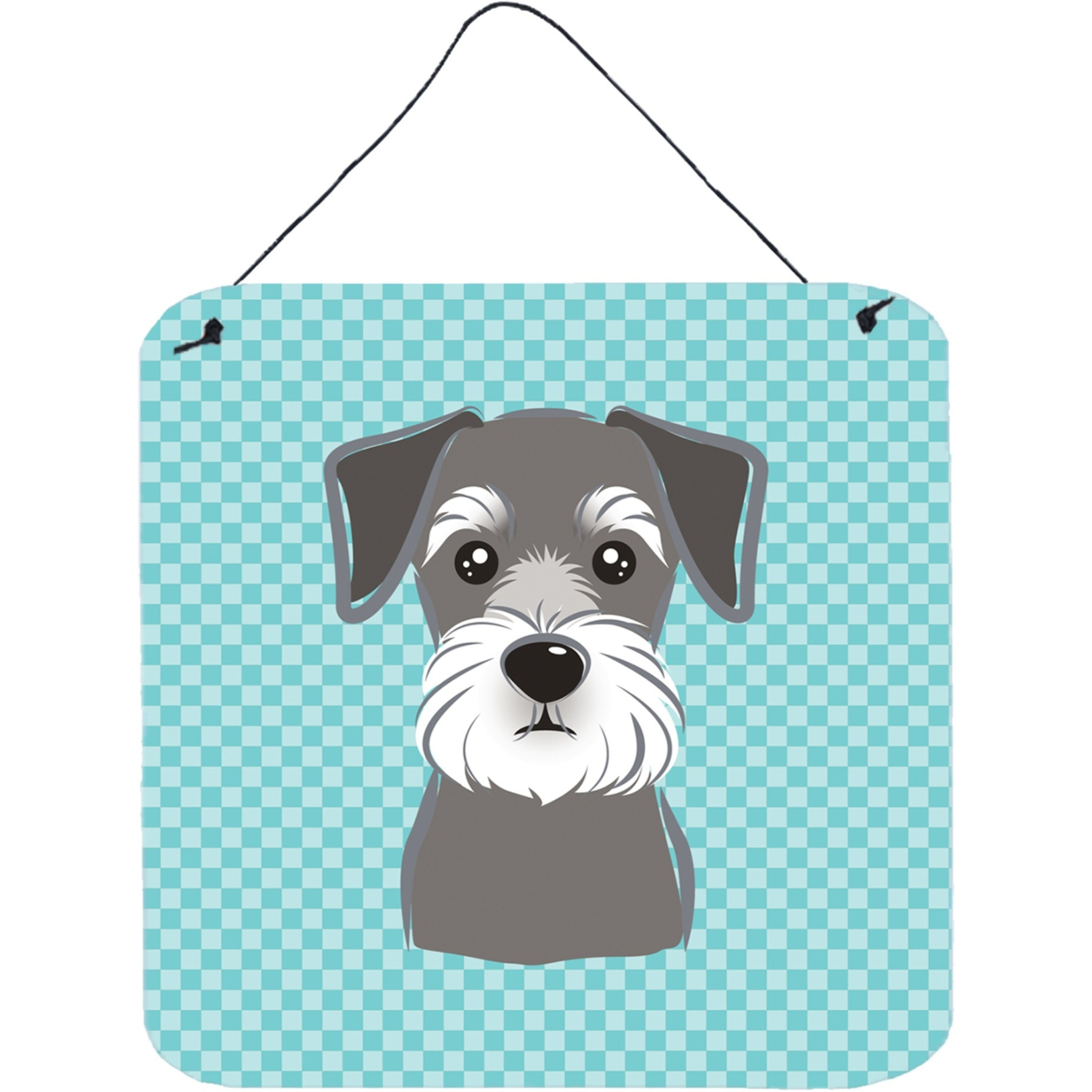 &quotCaroline's Treasures Checkerboard Blue Schnauzer Wall or Door Hanging Prints, 6 x 6"""
