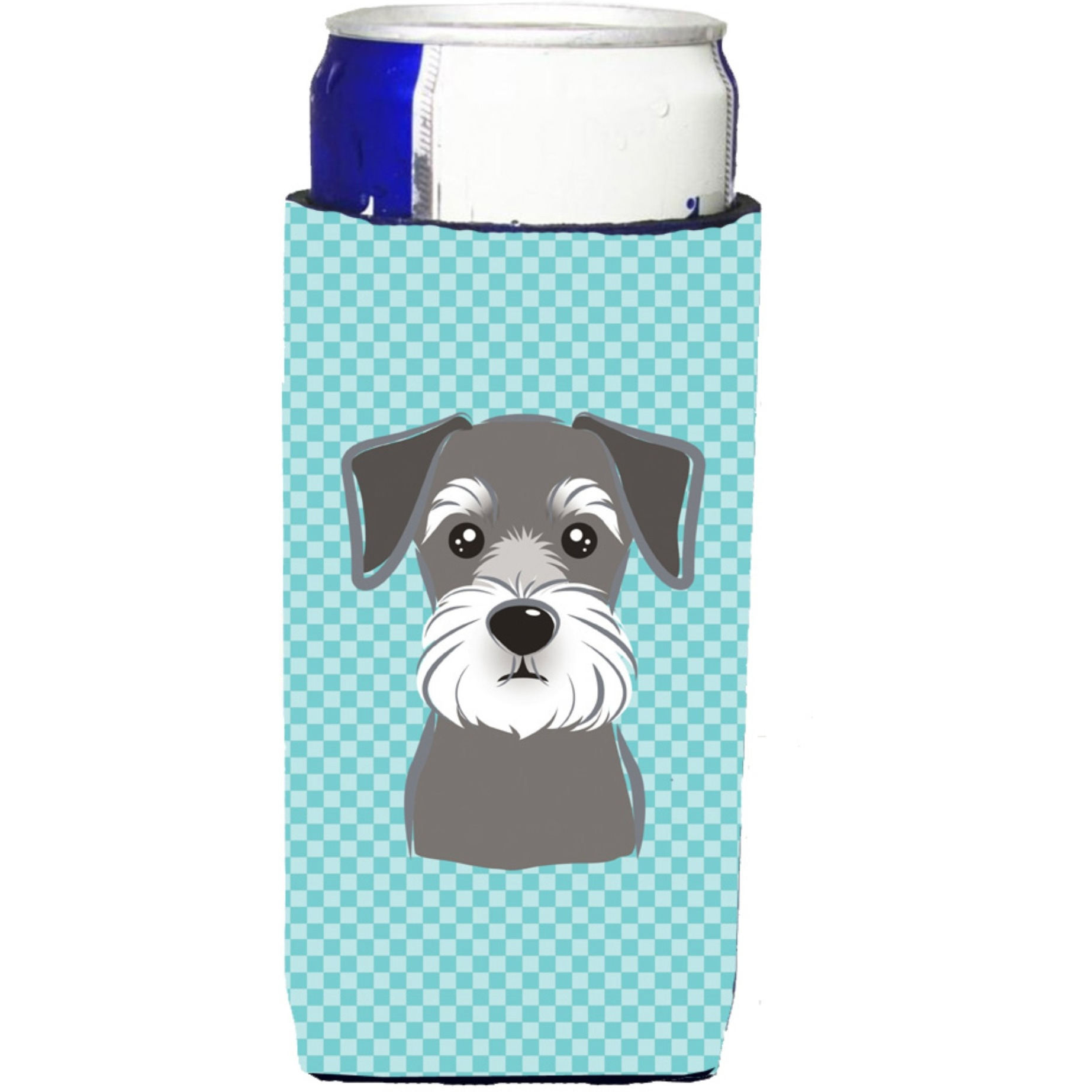 Checkerboard Blue Schnauzer Ultra Beverage Insulators for slim cans BB1144MUK