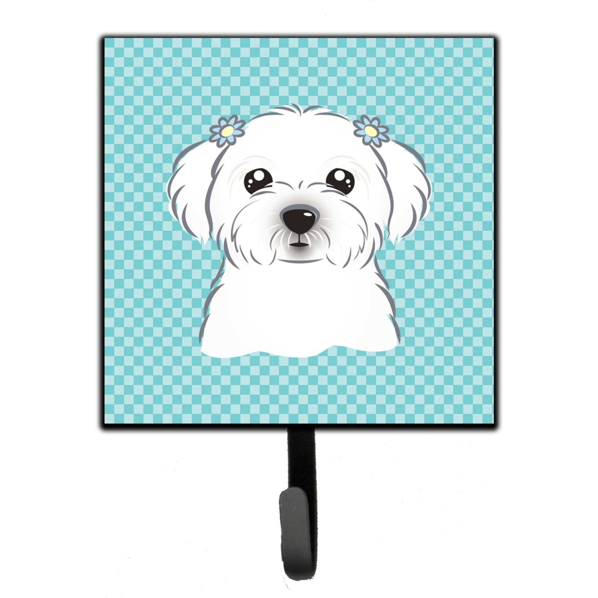 &quotCaroline's Treasures BB1146SH4 Checkerboard Blue Maltese Leash or Key Holder, Small, Multicolor"