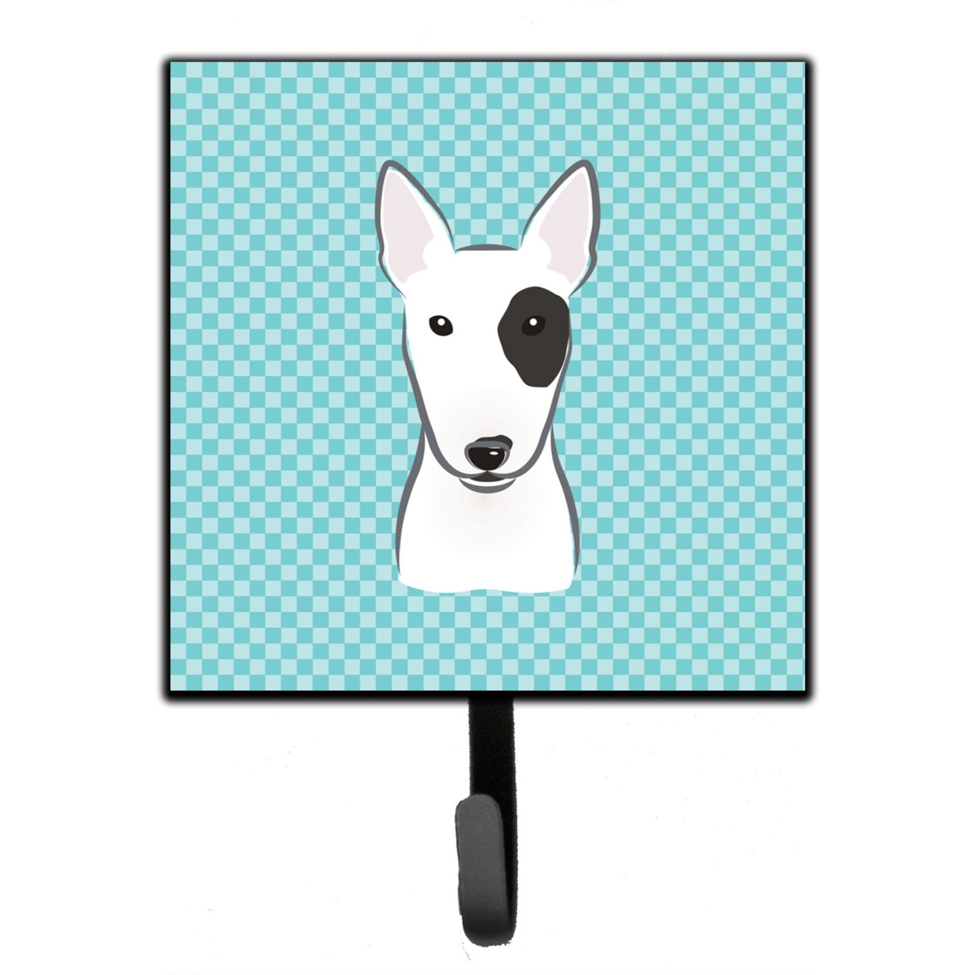 &quotCaroline's Treasures BB1147SH4 Checkerboard Blue Bull Terrier Leash or Key Holder, Small, Multicolor"