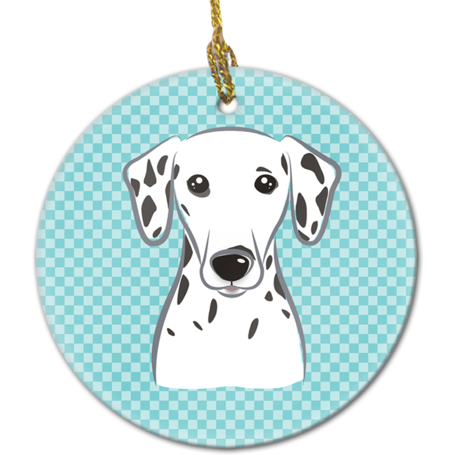 Checkerboard Blue Dalmatian Ceramic Ornament BB1148CO1