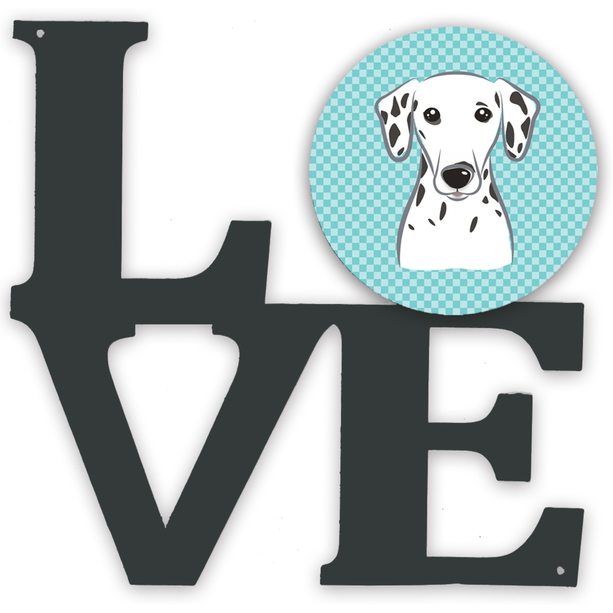&quotCaroline's Treasures Checkerboard Blue Dalmatian Metal Artwork Love wall-decor, Multicolor"