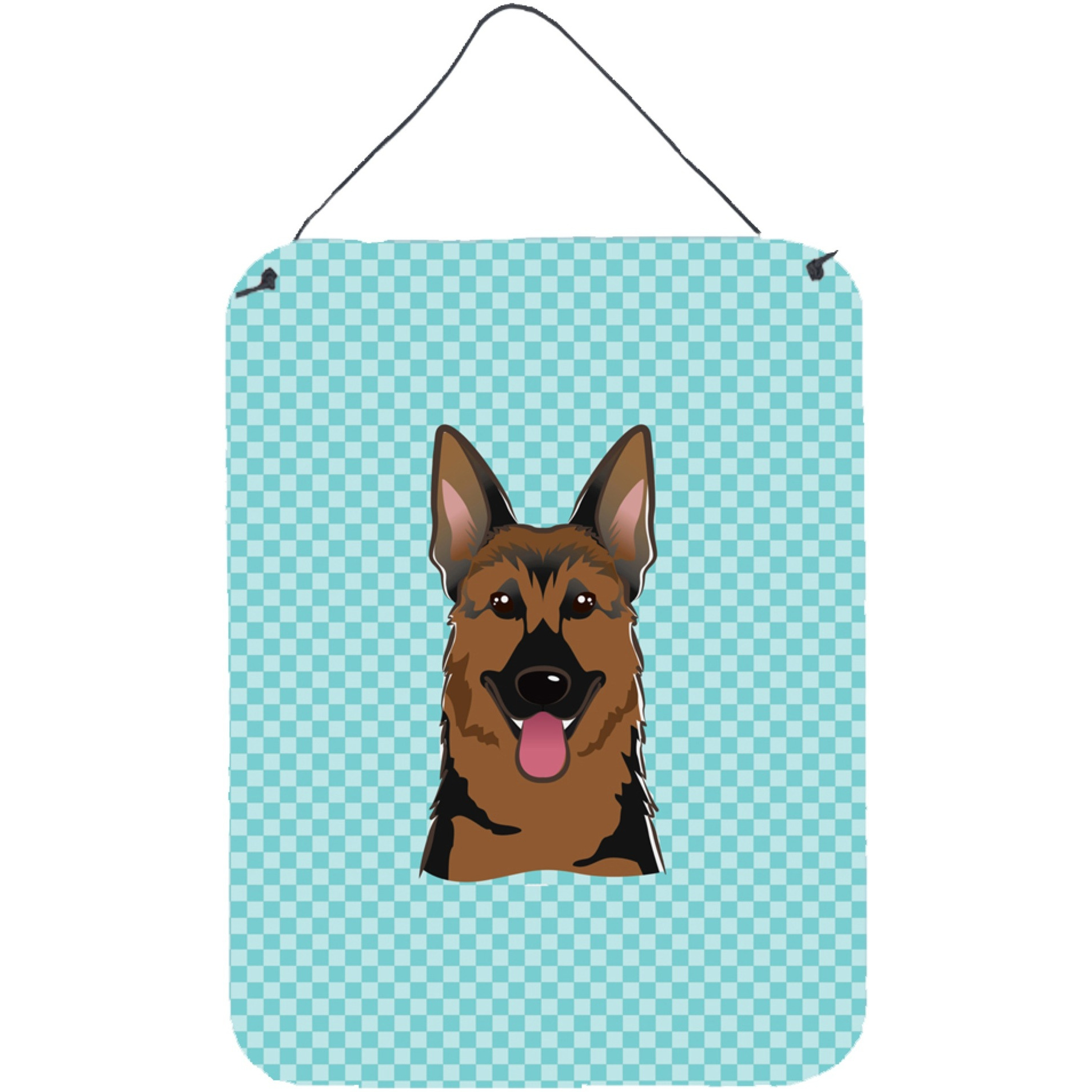 &quotCaroline's Treasures Checkerboard Blue German Shepherd Wall or Door Hanging Prints, 16"" x 12"""