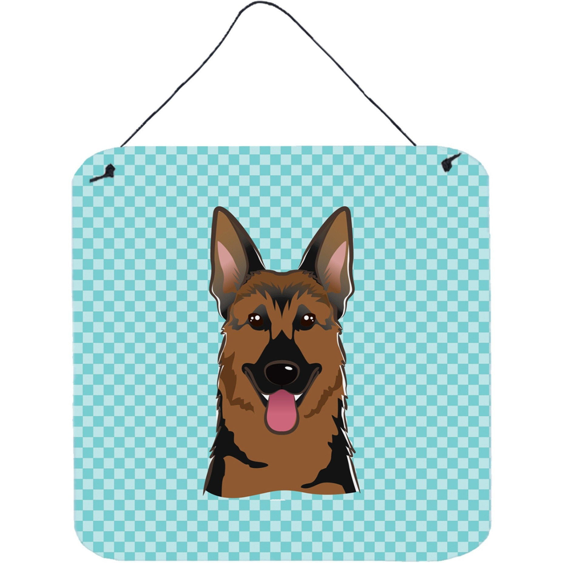 &quotCaroline's Treasures Checkerboard Blue German Shepherd Wall or Door Hanging Prints, 6 x 6"""