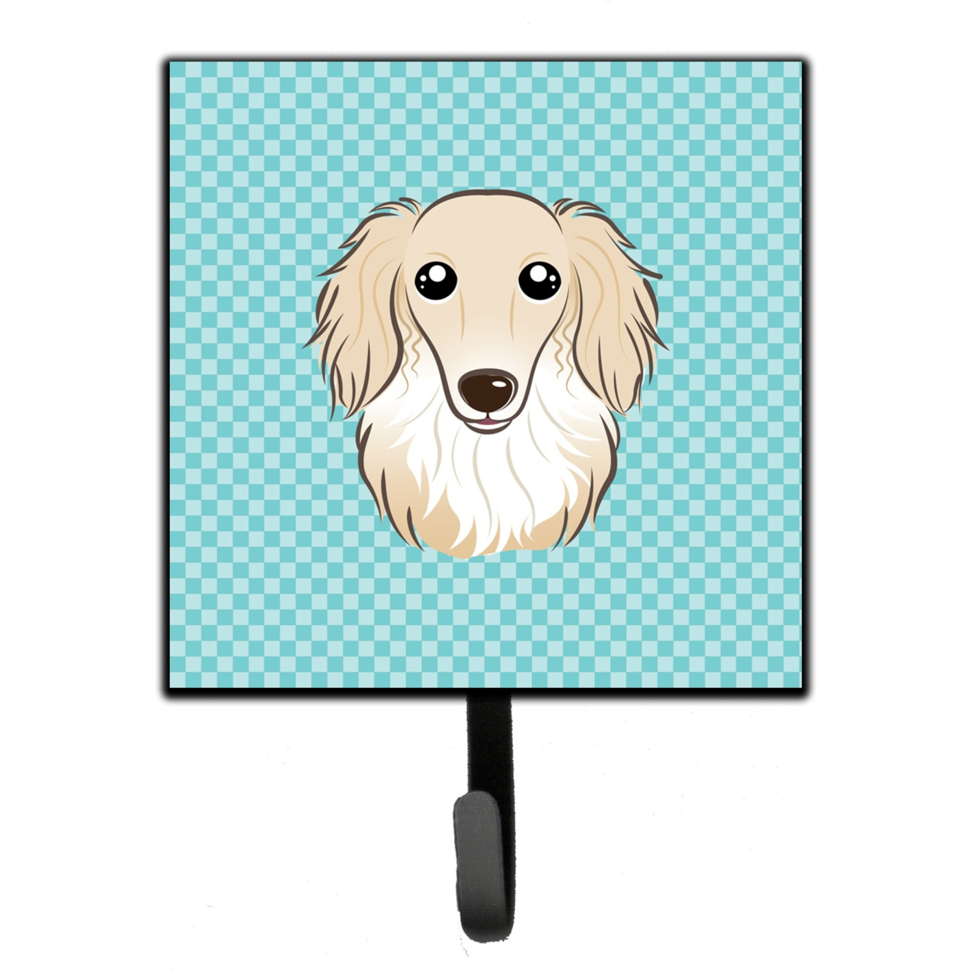 &quotCaroline's Treasures BB1150SH4 Checkerboard Blue Longhair Creme Dachshund Leash or Key Holder, Small, Multicolor"
