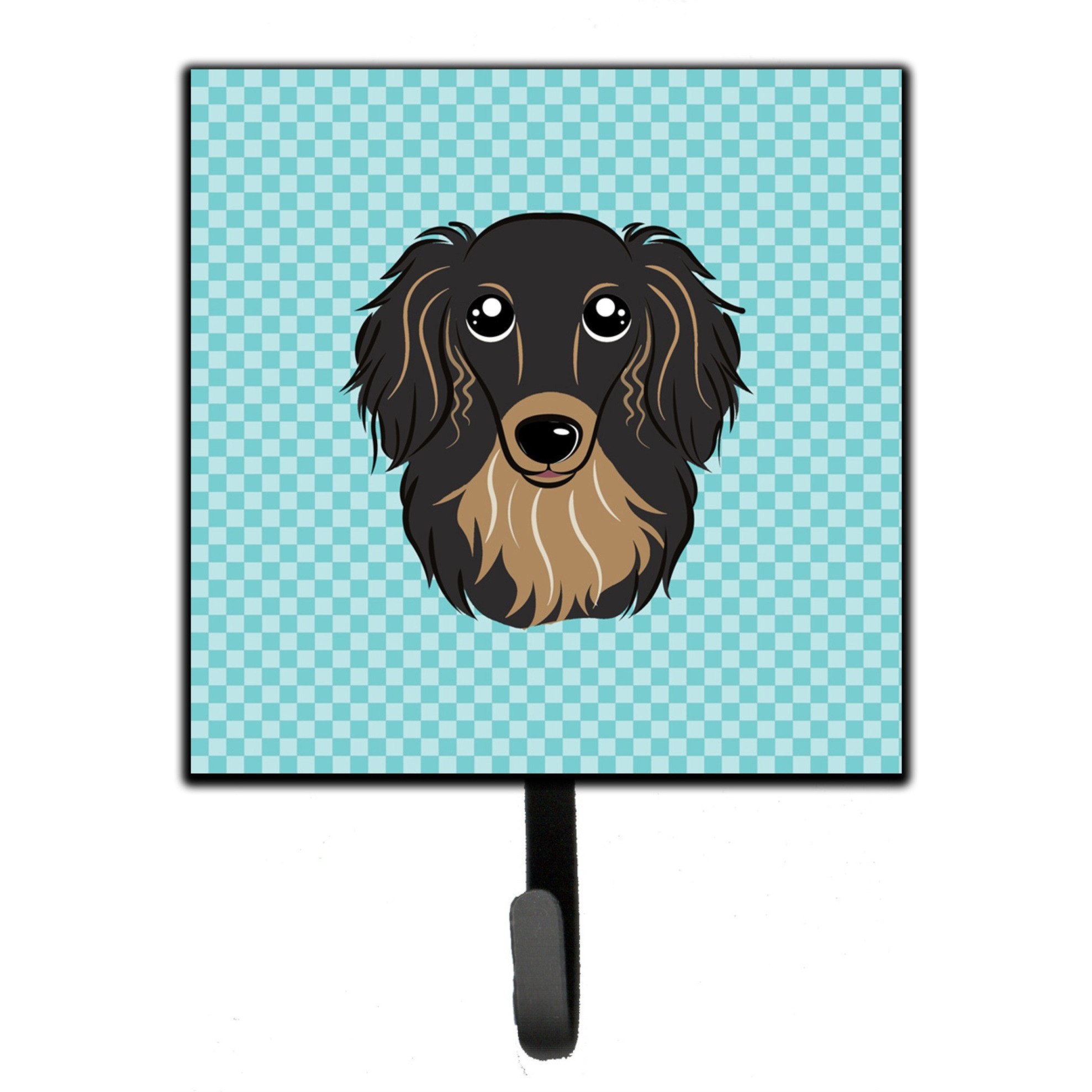 &quotCaroline's Treasures BB1151SH4 Checkerboard Blue Longhair Black and Tan Dachshund Leash or Key Holder, Small, Multicolor"