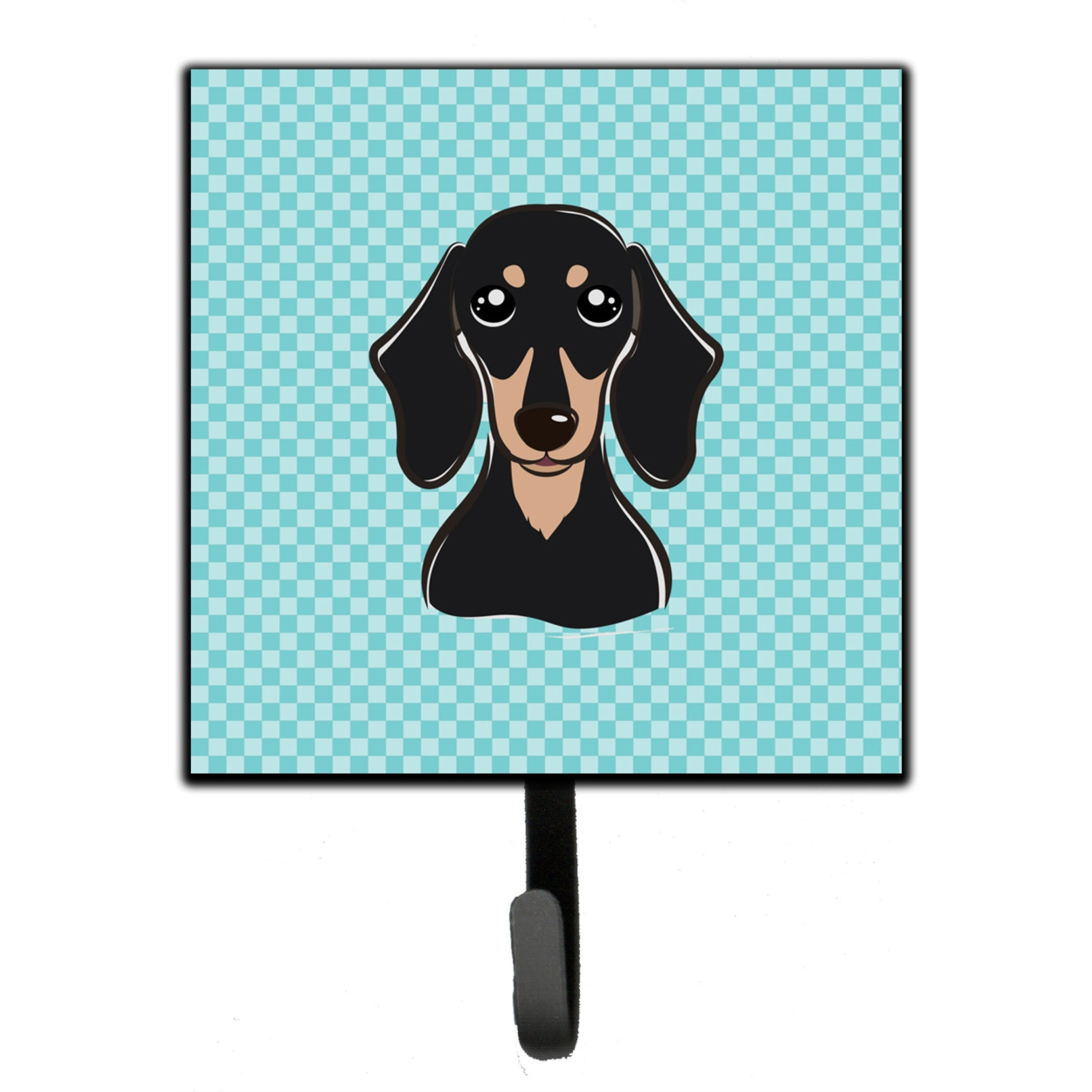 &quotCaroline's Treasures BB1153SH4 Checkerboard Blue Smooth Black and Tan Dachshund Leash or Key Holder, Small, Multicolor"