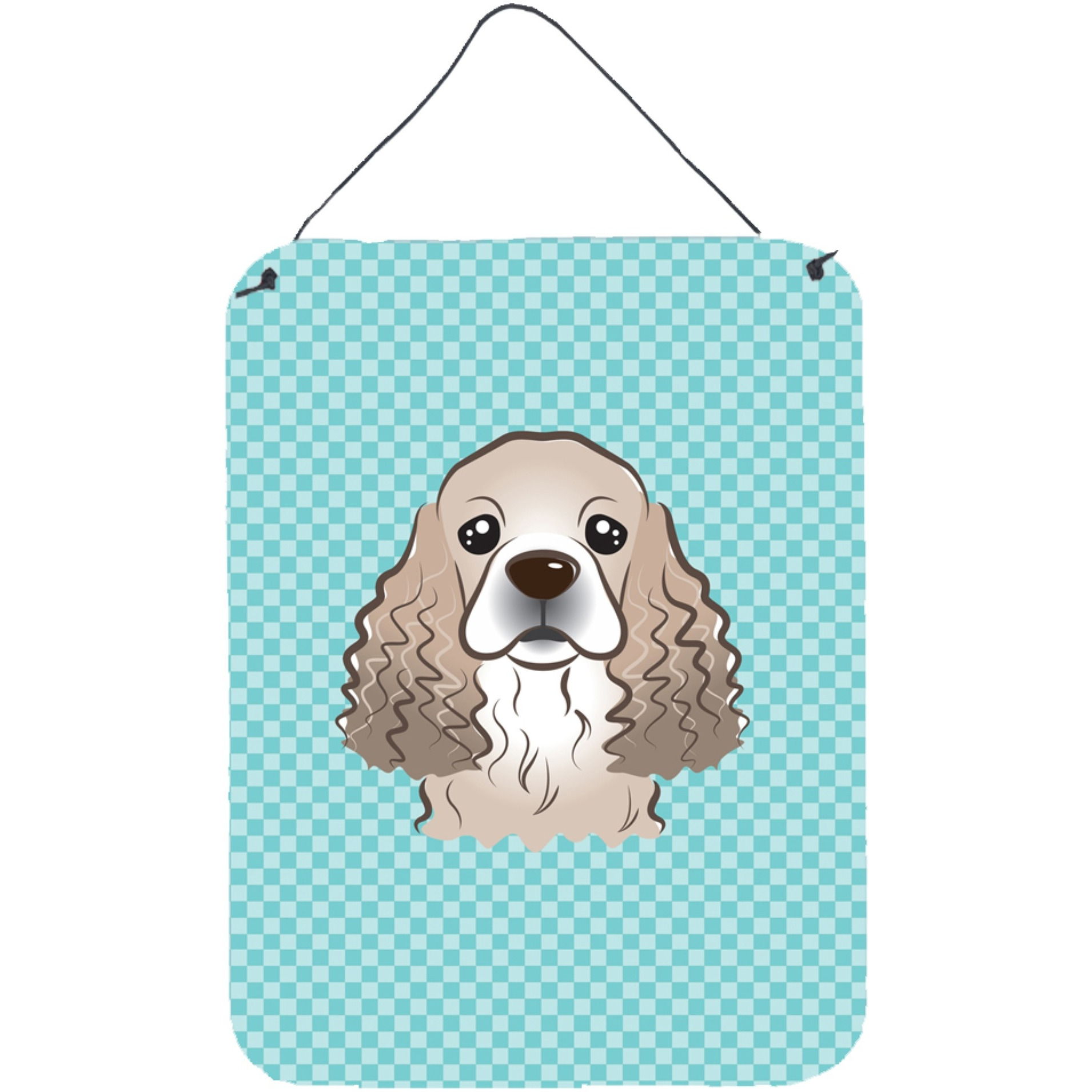 &quotCaroline's Treasures Checkerboard Blue Cocker Spaniel Wall or Door Hanging Prints, 16"" x 12"""