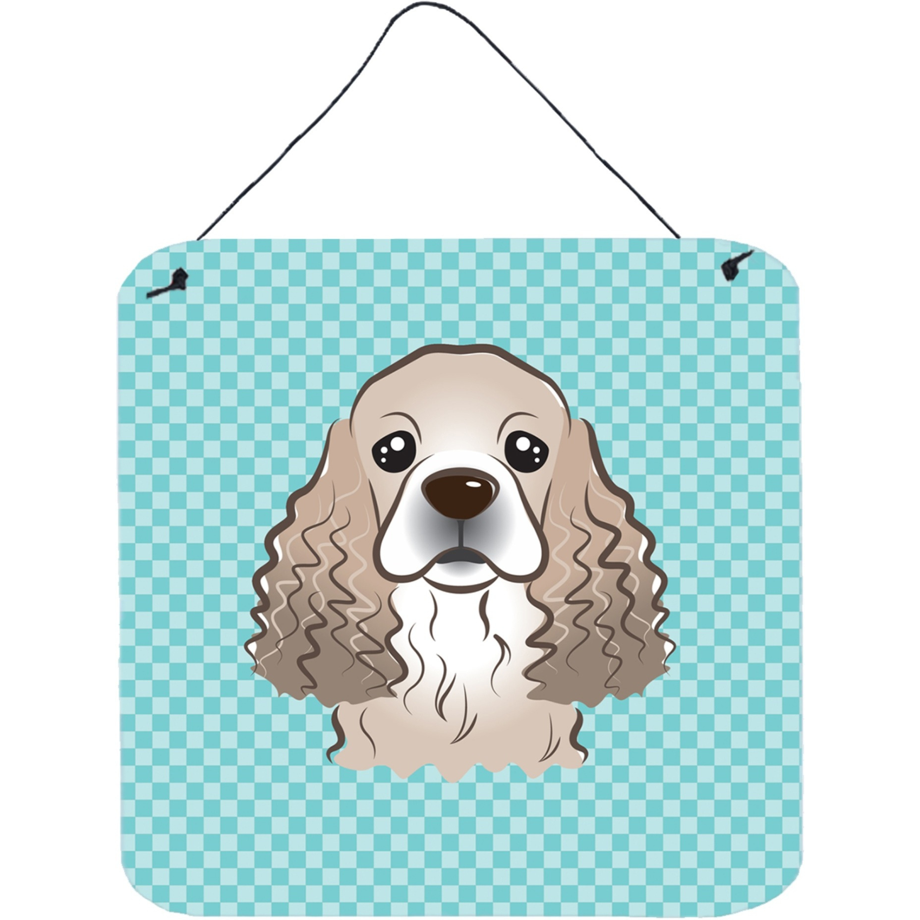 &quotCaroline's Treasures Checkerboard Blue Cocker Spaniel Wall or Door Hanging Prints, 6 x 6"""