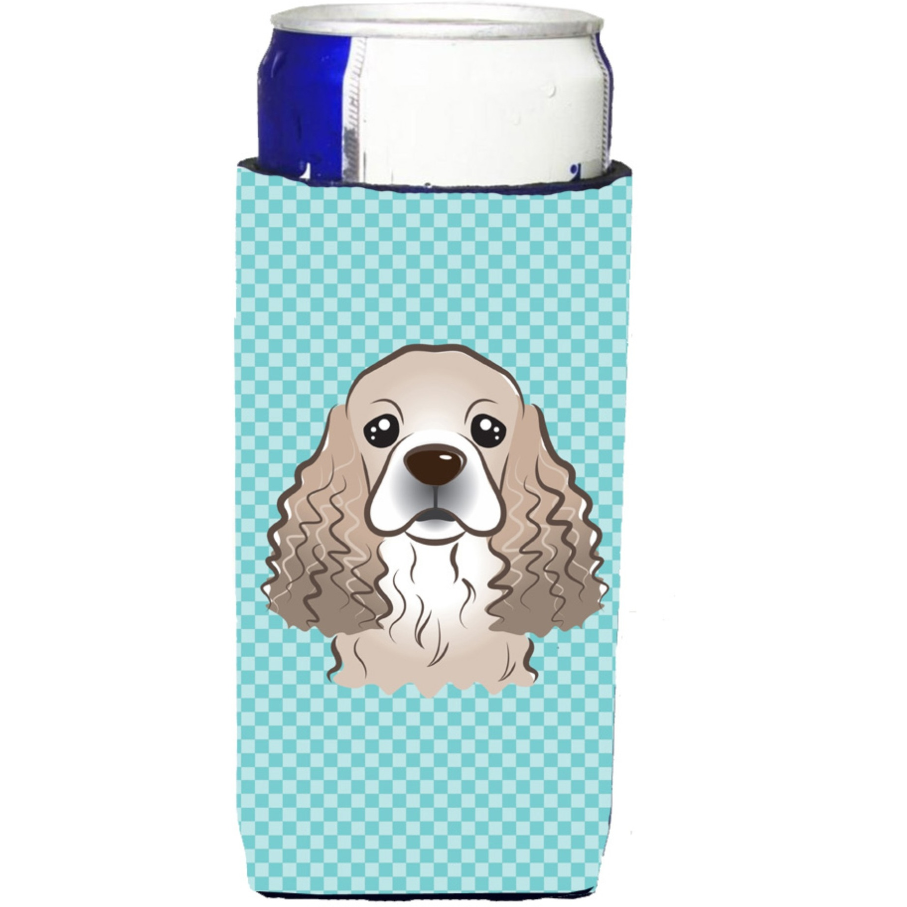 Checkerboard Blue Cocker Spaniel Ultra Beverage Insulators for slim cans BB1154MUK