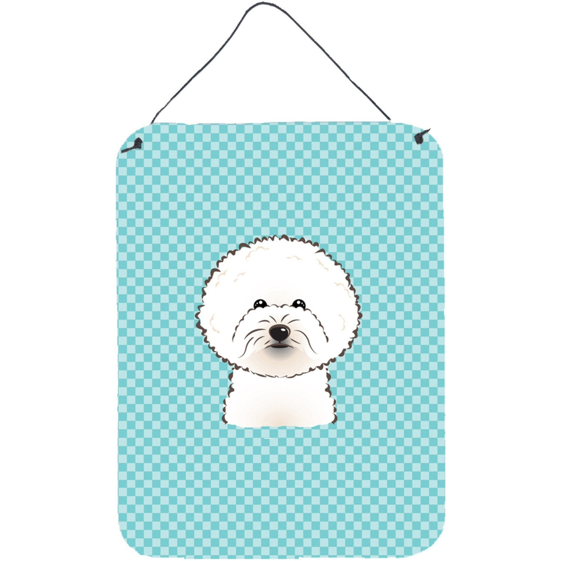 &quotCaroline's Treasures Checkerboard Blue Bichon Frise Wall or Door Hanging Prints, 16"" x 12"""