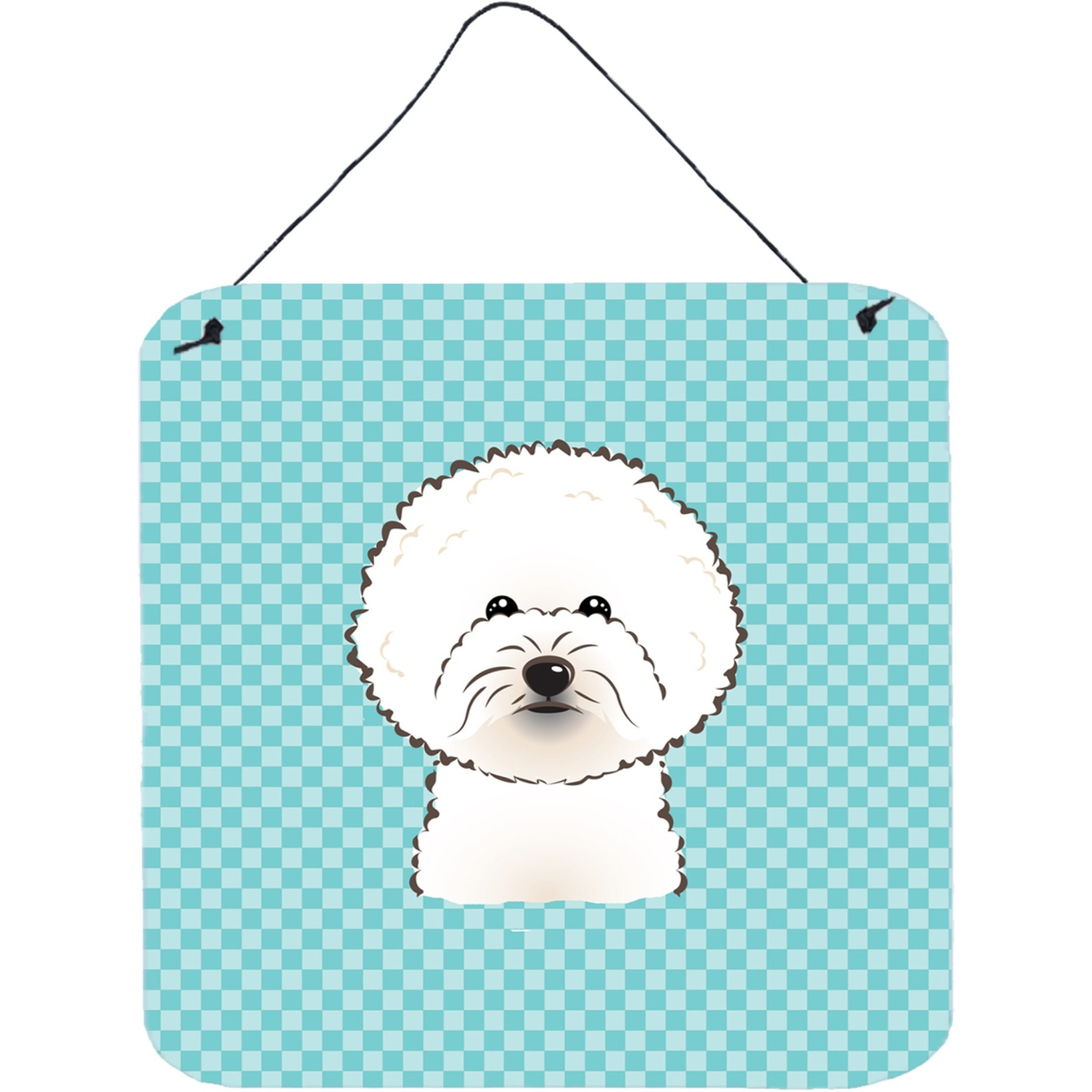 &quotCaroline's Treasures Checkerboard Blue Bichon Frise Wall or Door Hanging Prints, 6 x 6"""