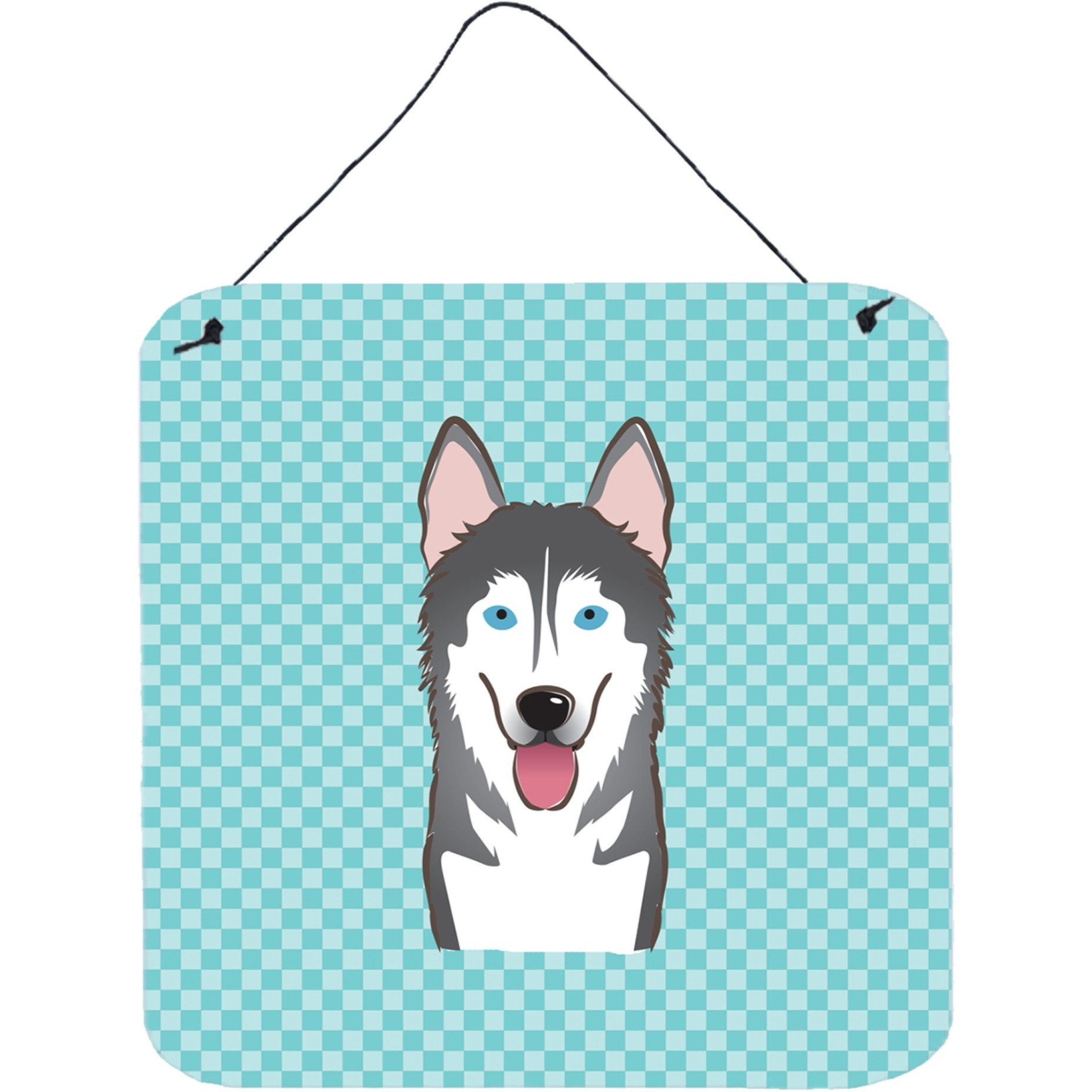 &quotCaroline's Treasures Checkerboard Blue Alaskan Malamute Wall or Door Hanging Prints, 6 x 6"""