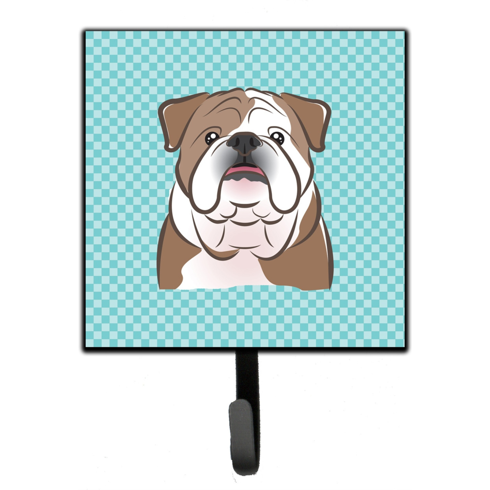 &quotCaroline's Treasures BB1157SH4 Checkerboard Blue English Bulldog Leash or Key Holder, Small, Multicolor"