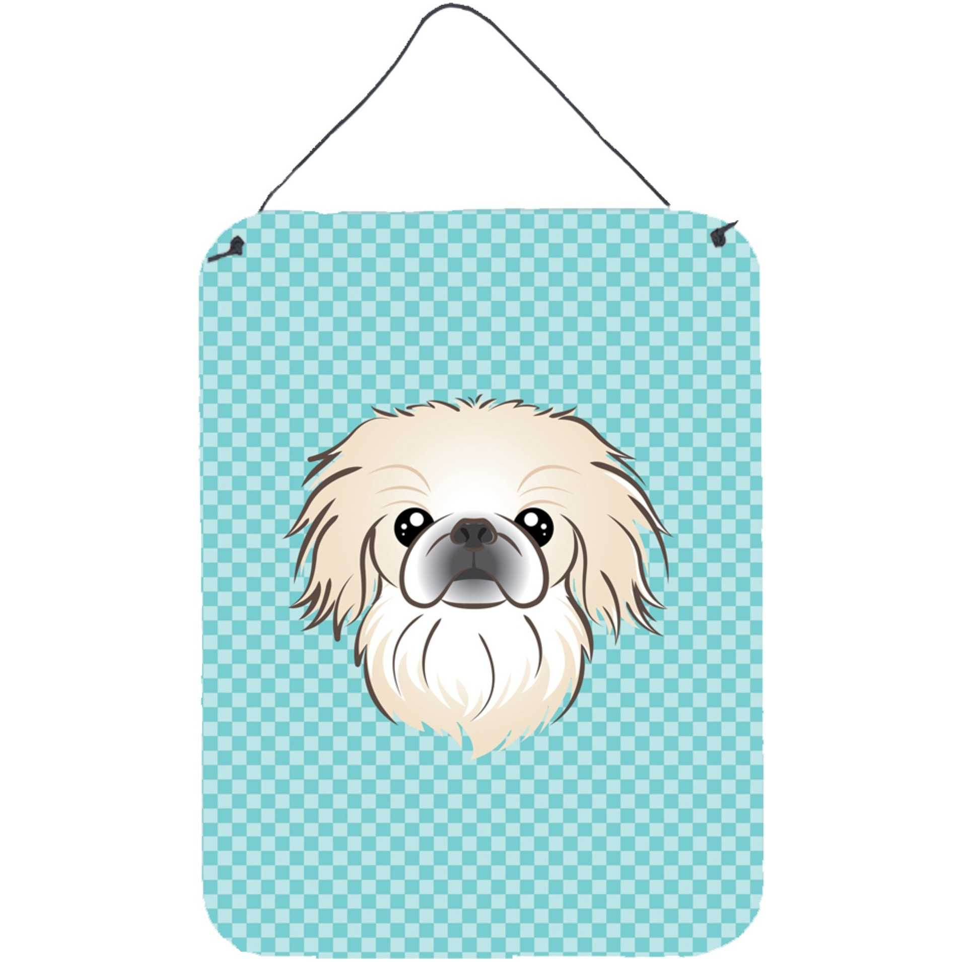 &quotCaroline's Treasures Checkerboard Blue Pekingese Wall or Door Hanging Prints, 16"" x 12"""