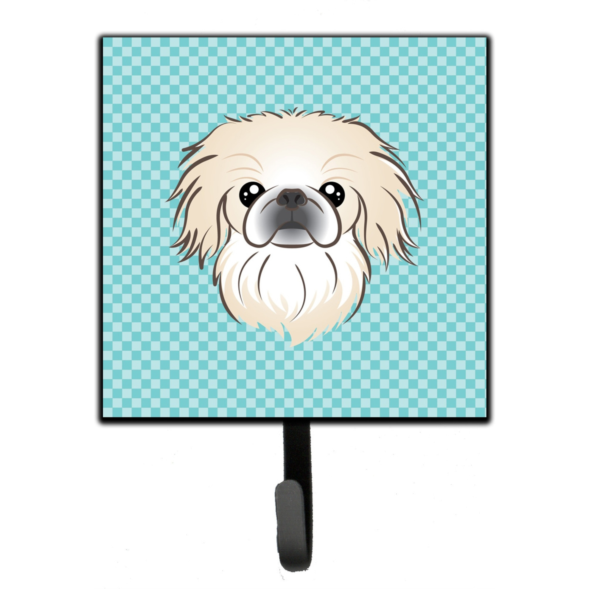 &quotCaroline's Treasures BB1159SH4 Checkerboard Blue Pekingese Leash or Key Holder, Small, Multicolor"
