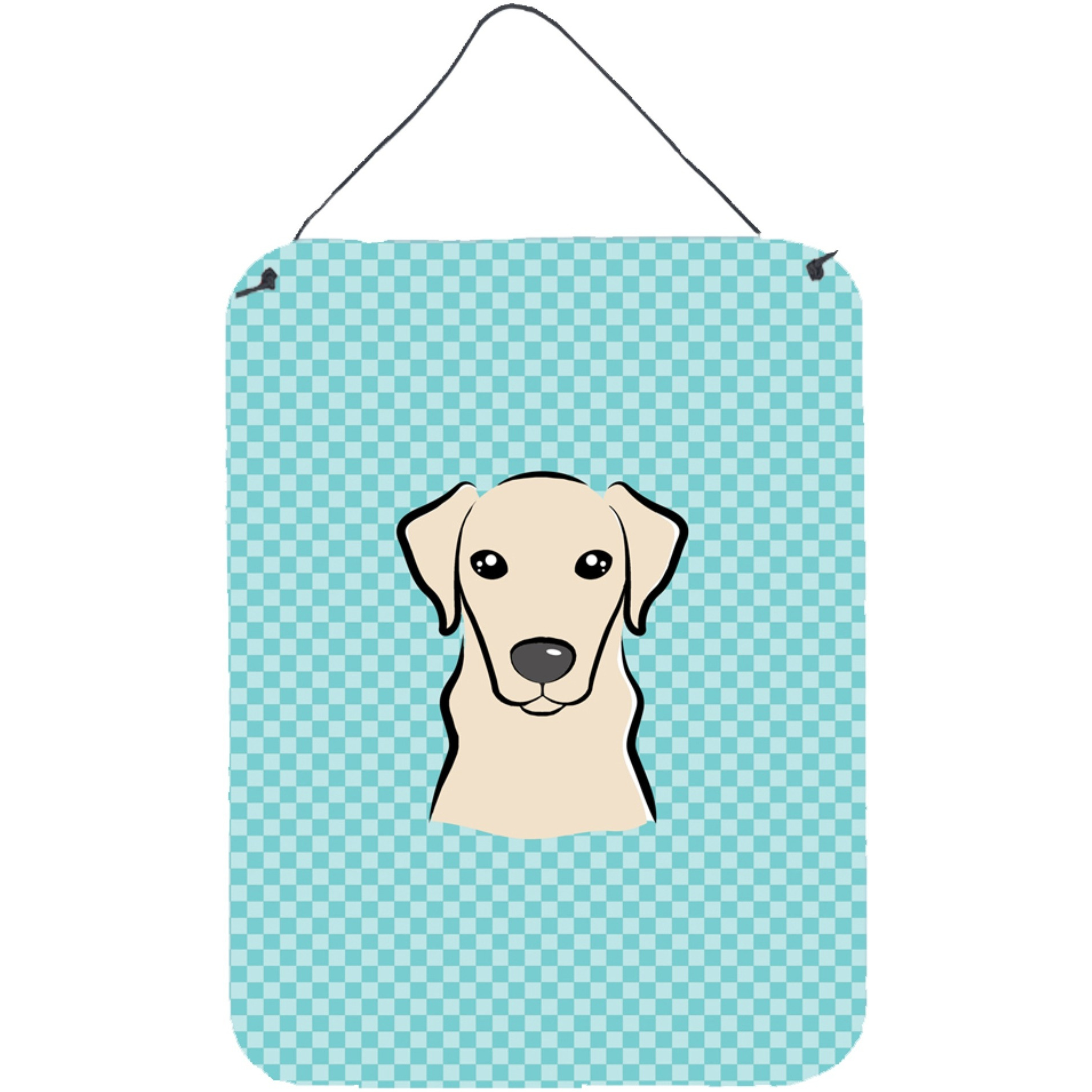 &quotCaroline's Treasures Checkerboard Blue Yellow Labrador Wall or Door Hanging Prints, 16"" x 12"""
