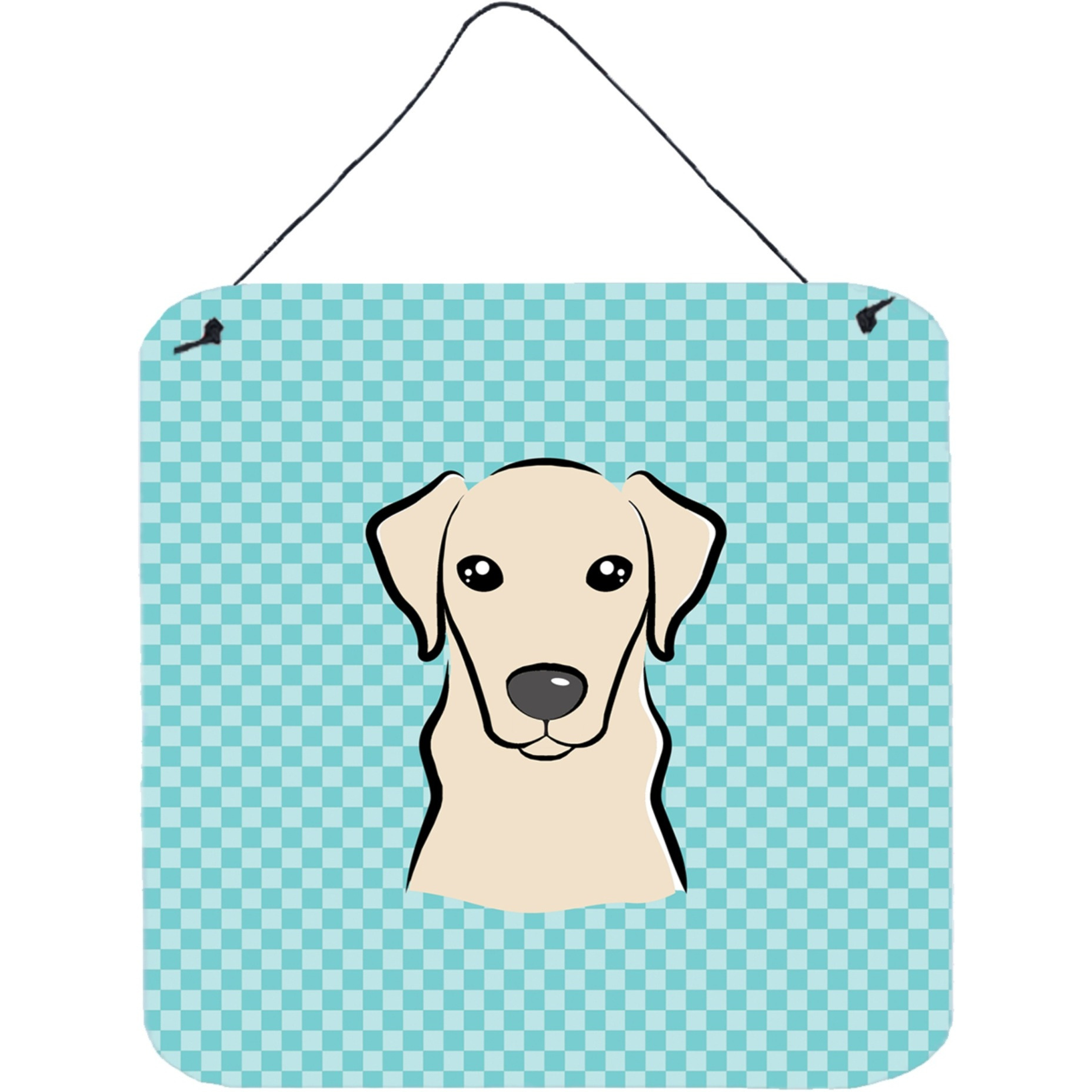 &quotCaroline's Treasures Checkerboard Blue Yellow Labrador Wall or Door Hanging Prints, 6 x 6"""
