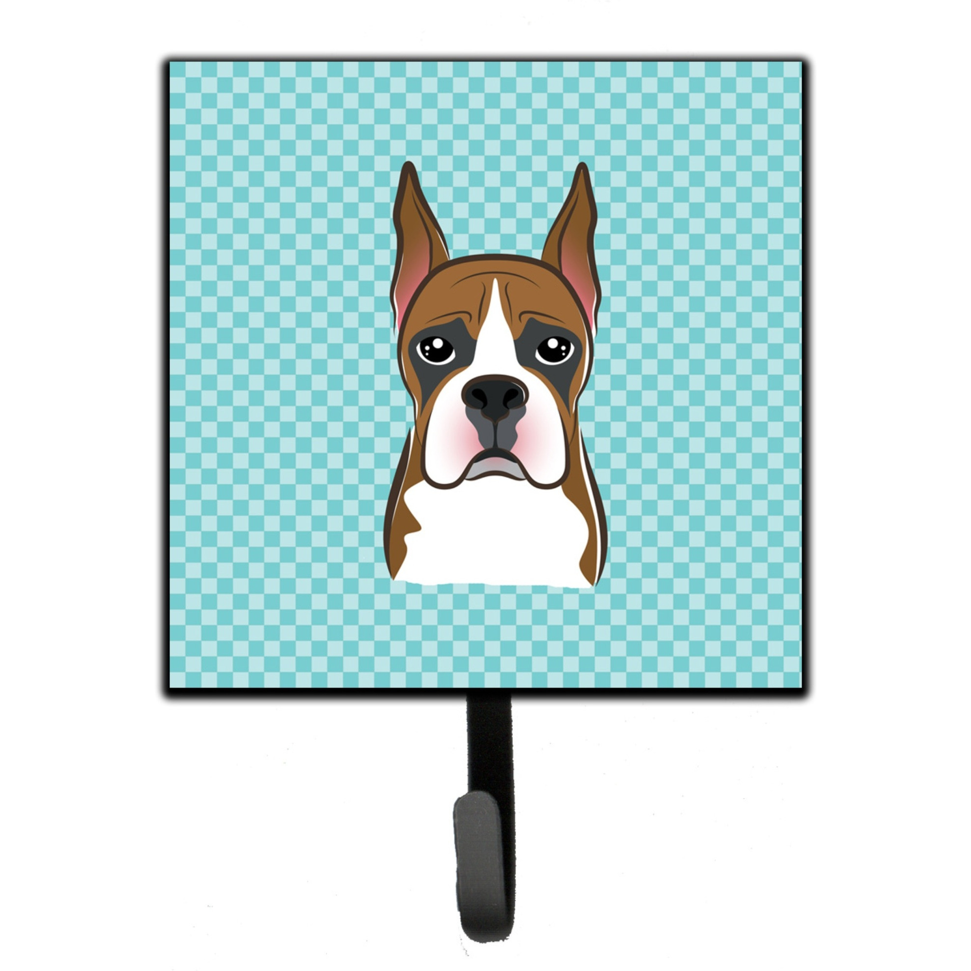 &quotCaroline's Treasures BB1161SH4 Checkerboard Blue Boxer Leash or Key Holder, Small, Multicolor"
