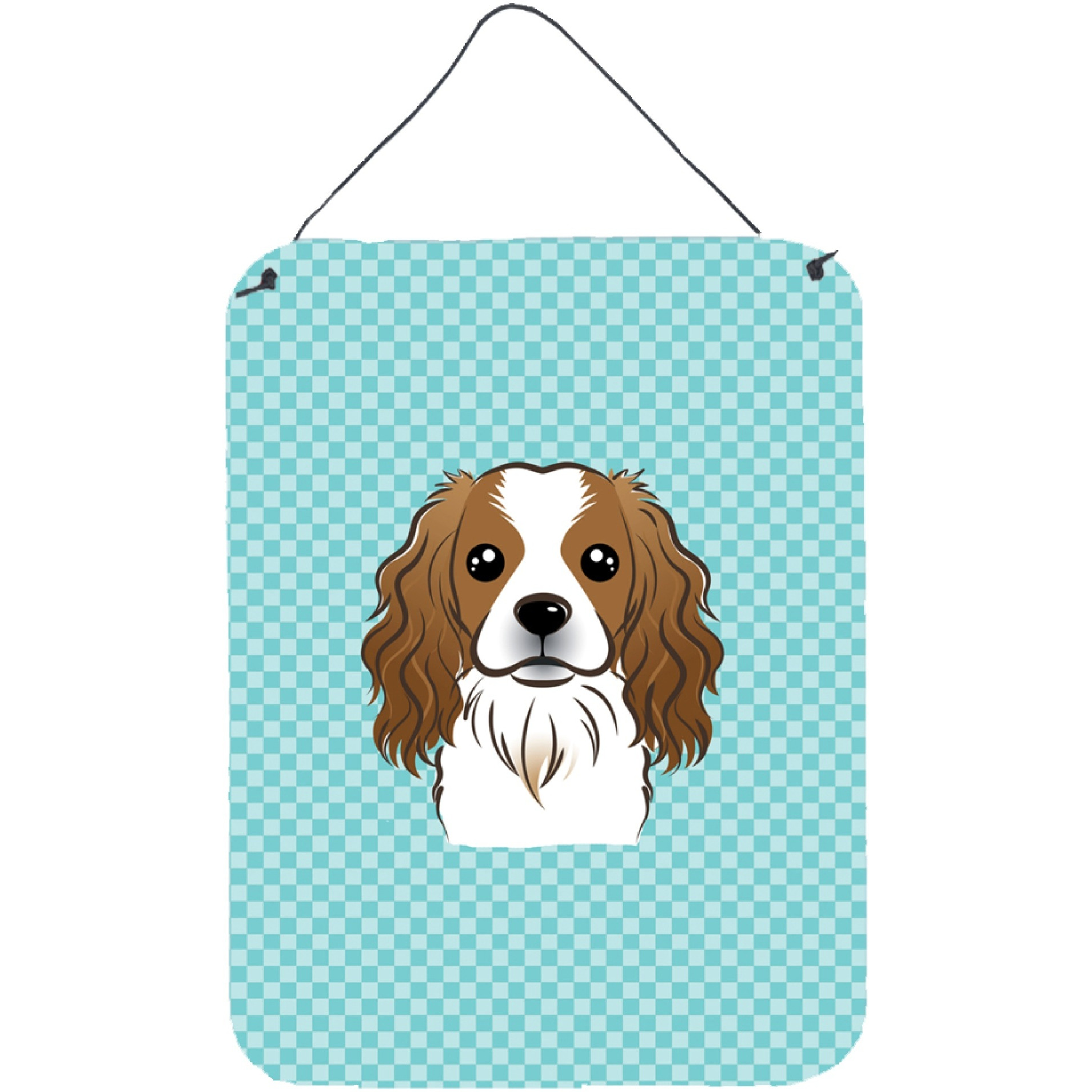 &quotCaroline's Treasures Checkerboard Blue Cavalier Spaniel Wall or Door Hanging Prints, 16"" x 12"""