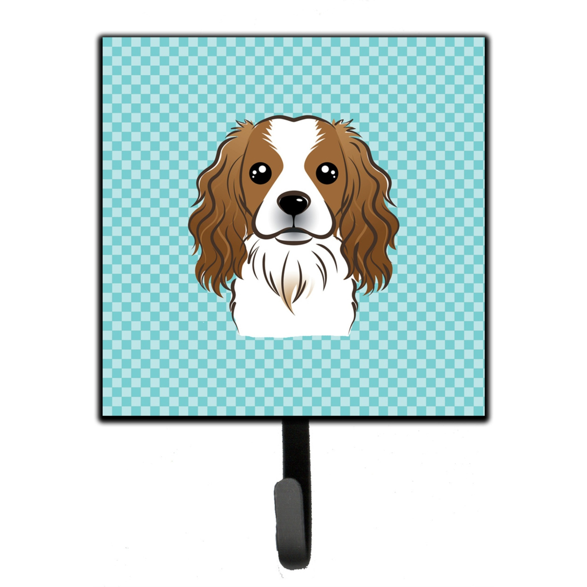 &quotCaroline's Treasures BB1162SH4 Checkerboard Blue Cavalier Spaniel Leash or Key Holder, Small, Multicolor"