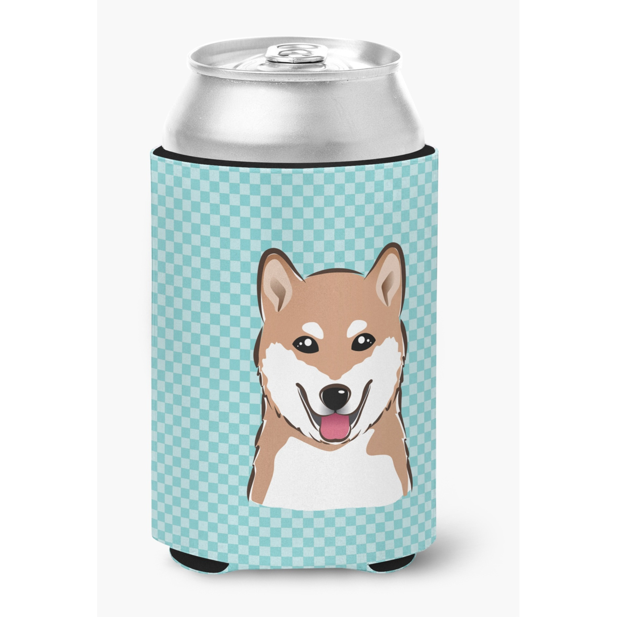Checkerboard Blue Shiba Inu Can or Bottle Hugger BB1163CC