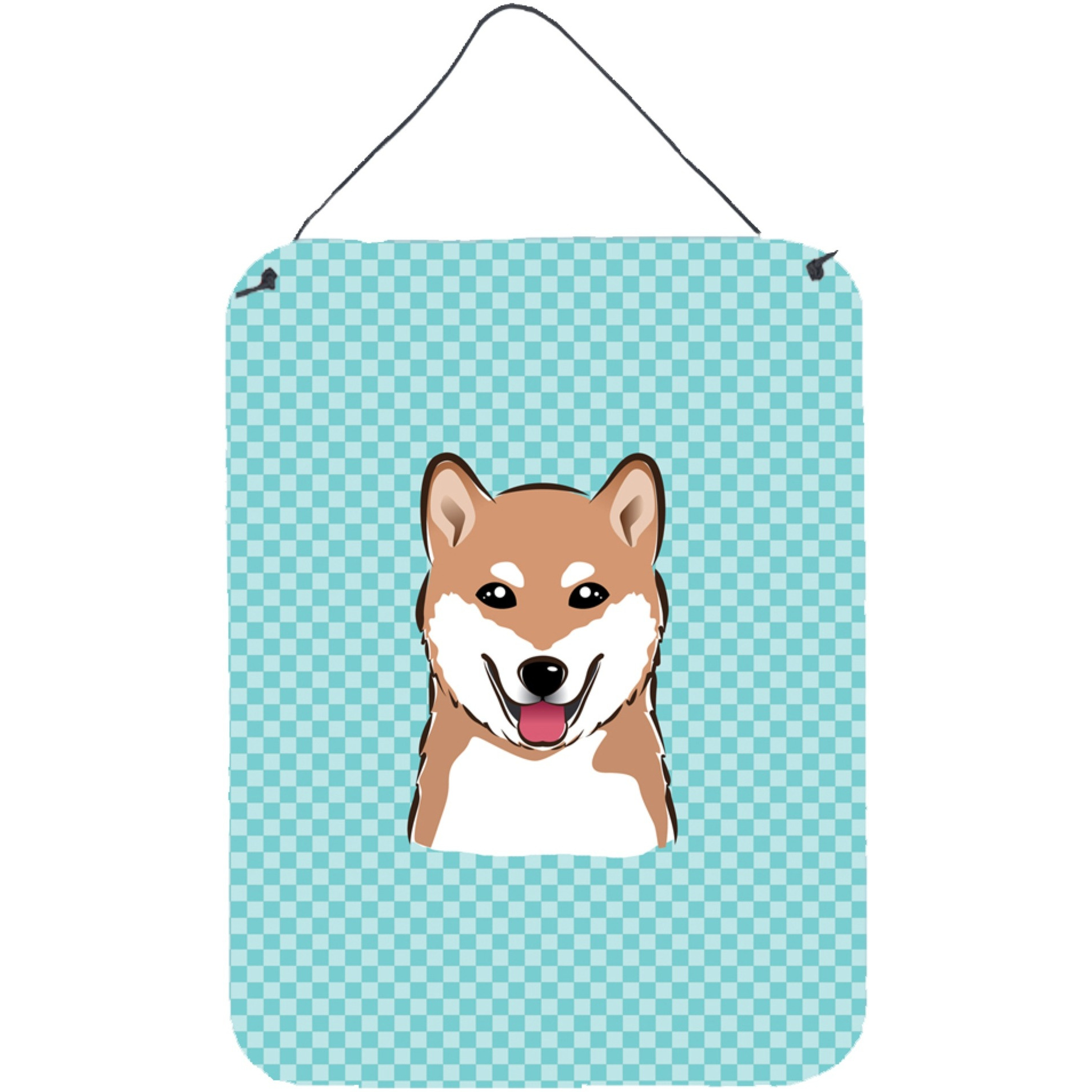 &quotCaroline's Treasures Checkerboard Blue Shiba Inu Wall or Door Hanging Prints, 16"" x 12"""