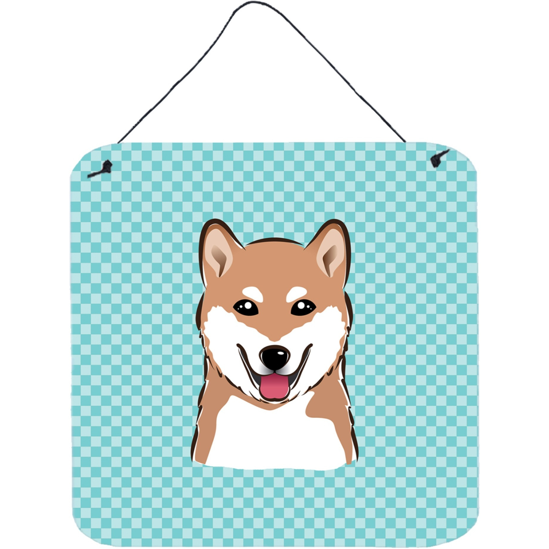 &quotCaroline's Treasures Checkerboard Blue Shiba Inu Wall or Door Hanging Prints, 6 x 6"""