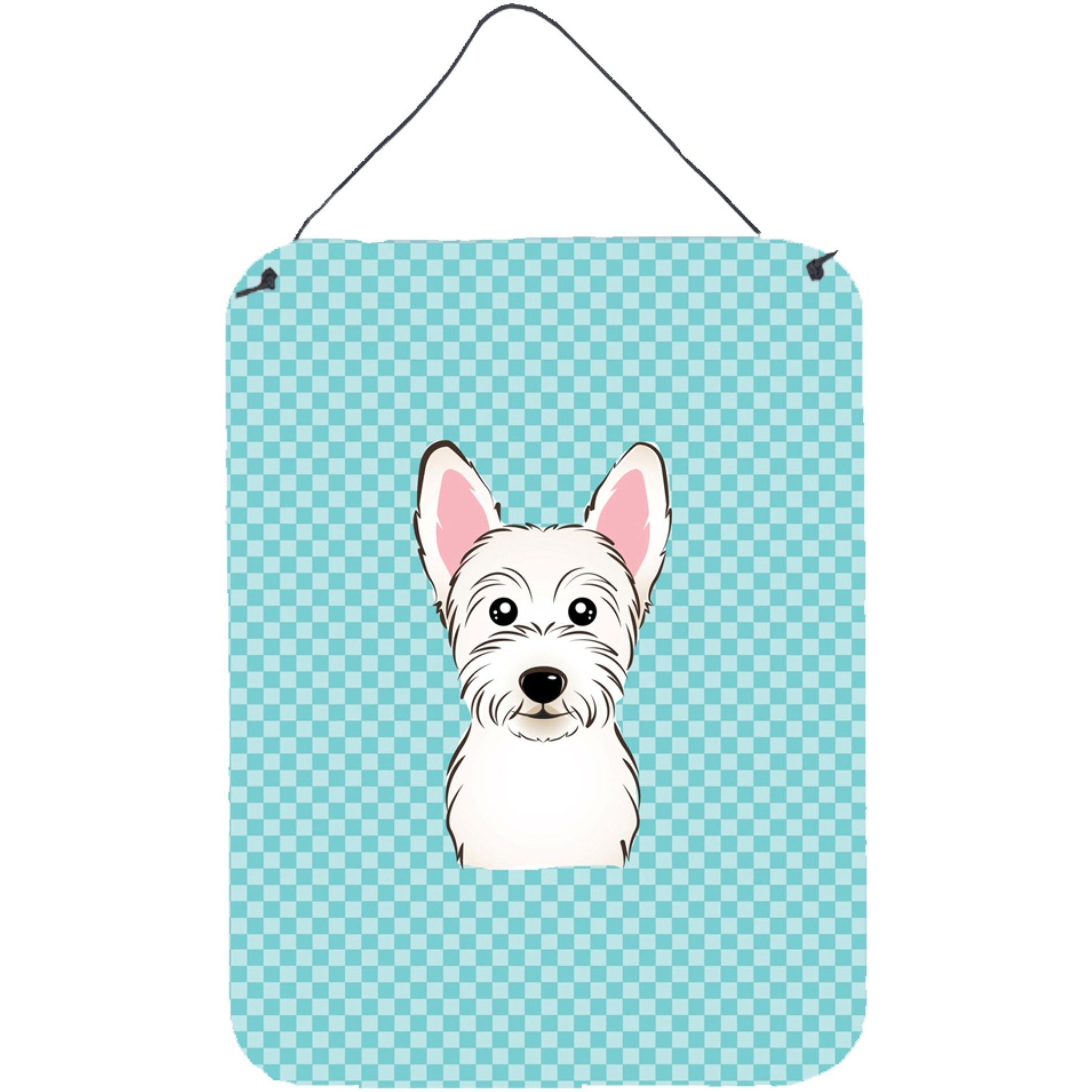 &quotCaroline's Treasures Checkerboard Blue Westie Wall or Door Hanging Prints, 16"" x 12"""