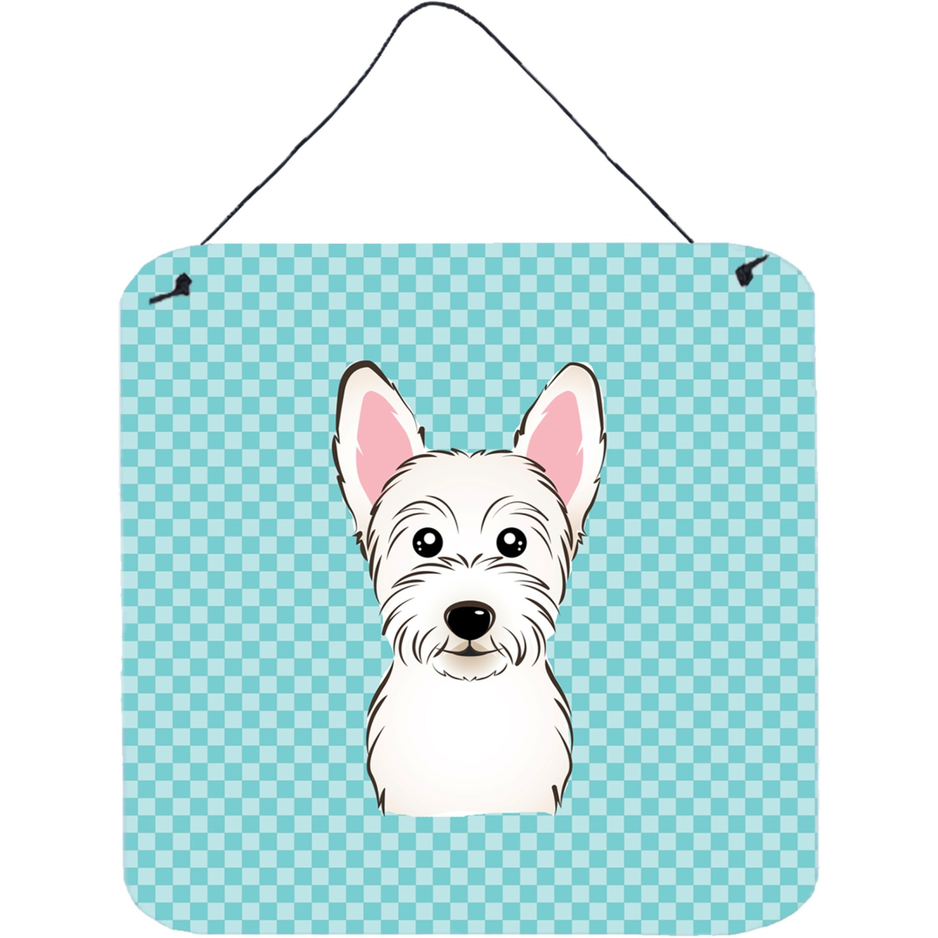 &quotCaroline's Treasures Checkerboard Blue Westie Aluminum Metal Wall or Door Hanging Prints, 6 x 6"""