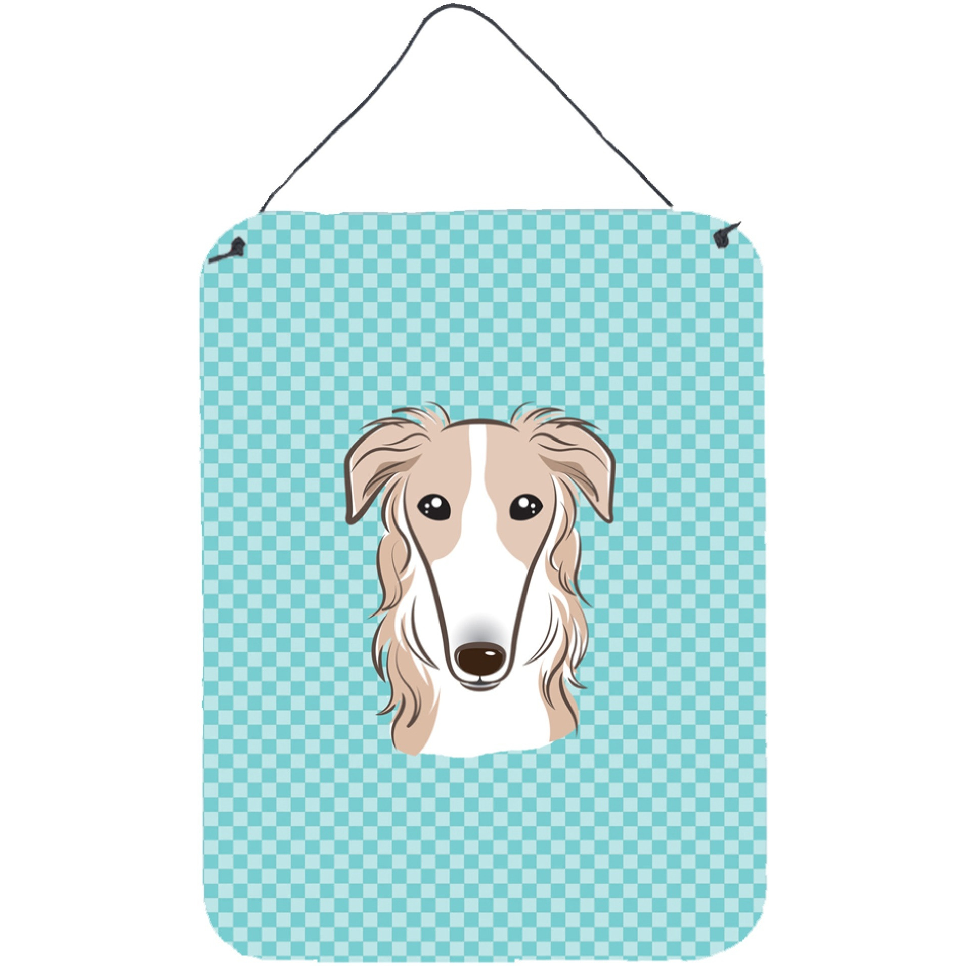 &quotCaroline's Treasures Checkerboard Blue Borzoi Wall or Door Hanging Prints, 16"" x 12"""