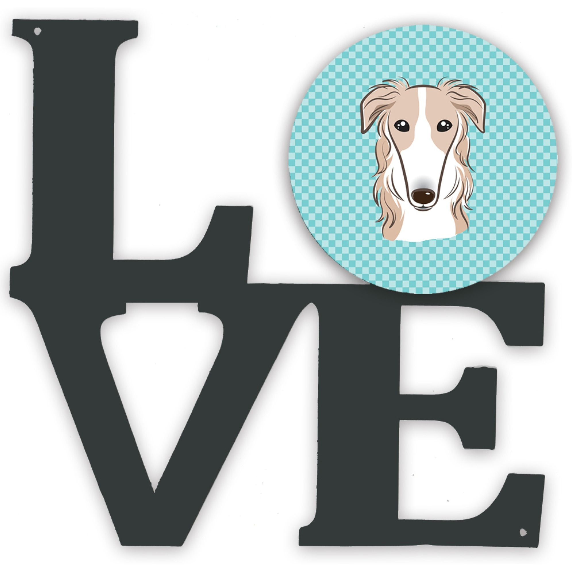 &quotCaroline's Treasures Checkerboard Blue Borzoi Metal Artwork Love wall-decor, Multicolor"