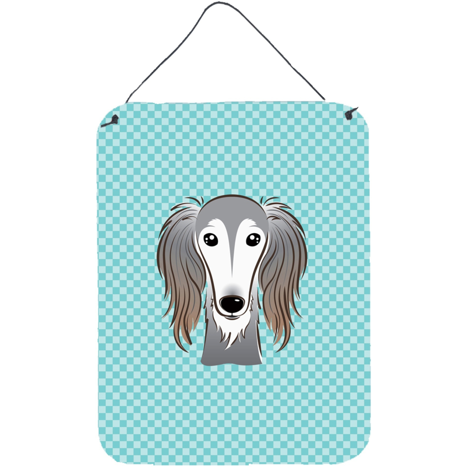 &quotCaroline's Treasures Checkerboard Blue Saluki Wall or Door Hanging Prints, 16"" x 12"""