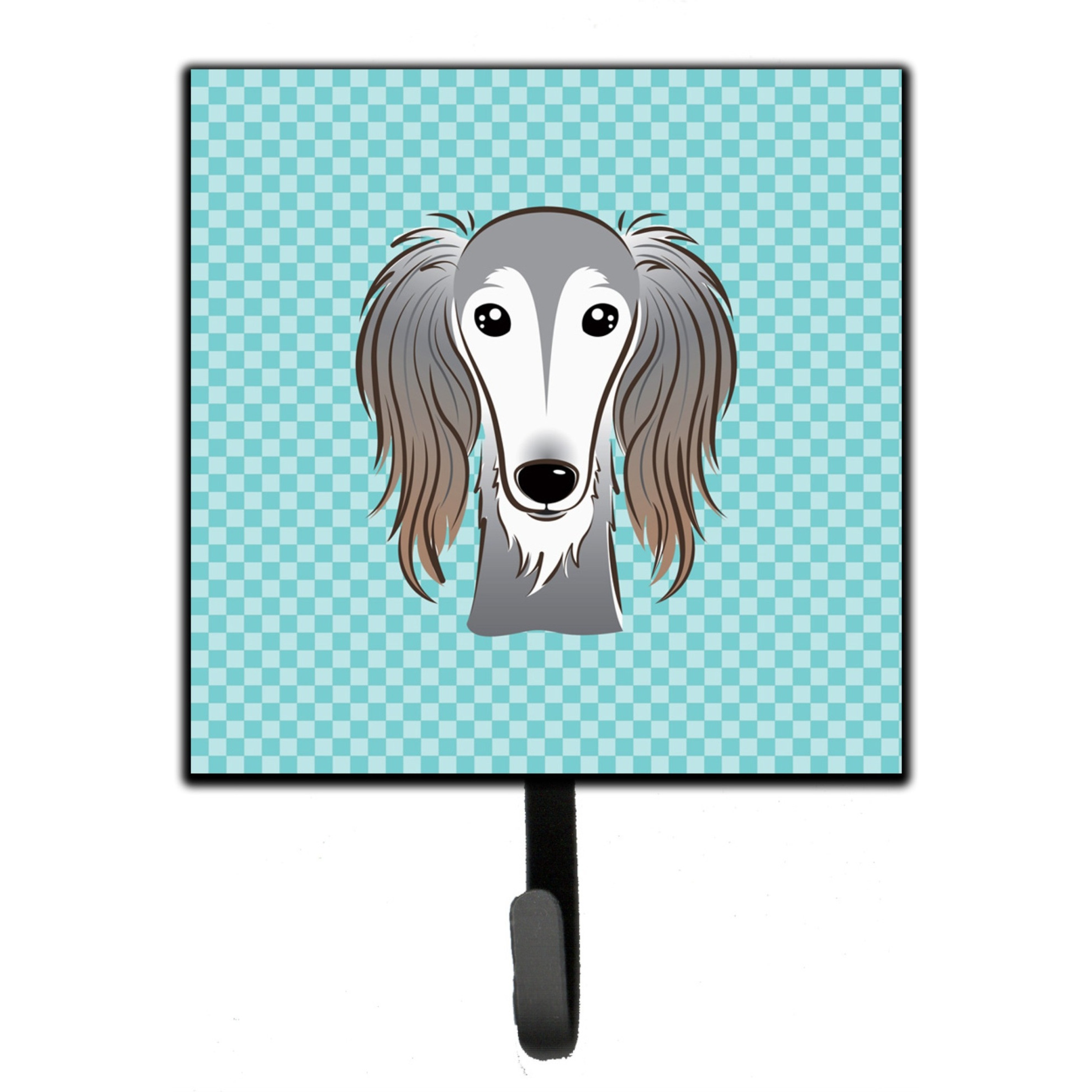 &quotCaroline's Treasures BB1167SH4 Checkerboard Blue Saluki Leash or Key Holder, Small, Multicolor"