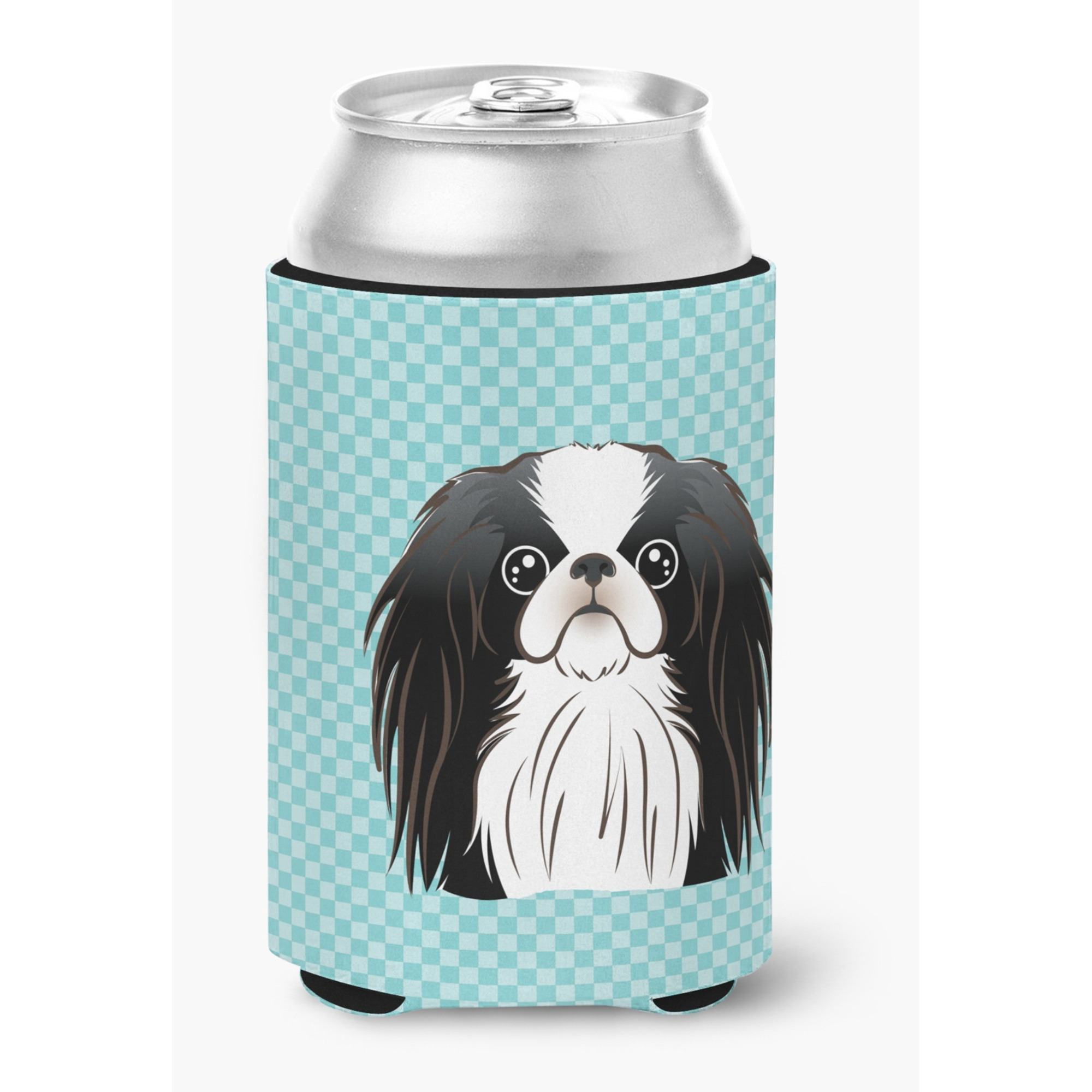 Checkerboard Blue Japanese Chin Can or Bottle Hugger BB1168CC
