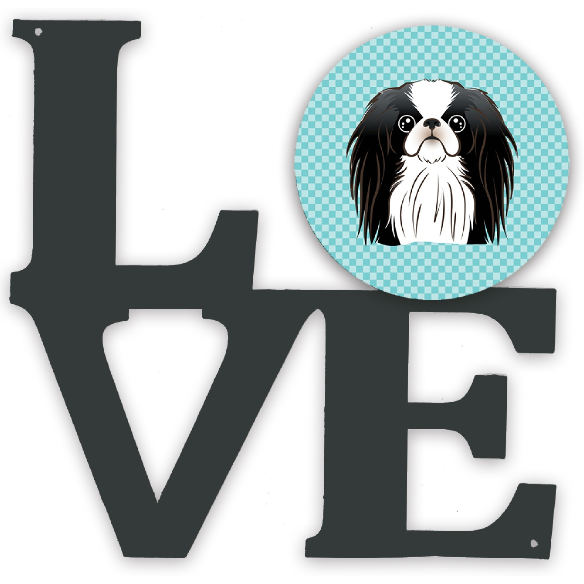 &quotCaroline's Treasures Checkerboard Blue Japanese Chin Metal Artwork Love wall-decor, Multicolor"