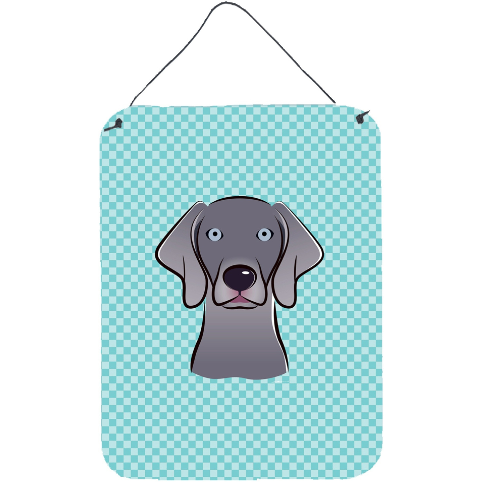 &quotCaroline's Treasures BB1169DS1216 Checkerboard Blue Weimaraner Wall or Door Hanging Prints, 16"" x 12"""