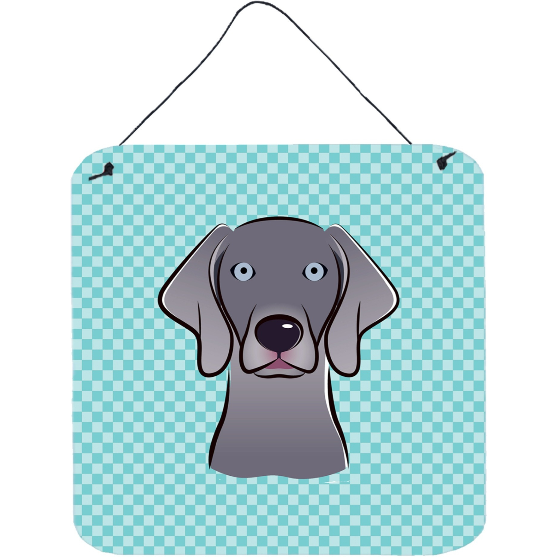&quotCaroline's Treasures BB1169DS66 Checkerboard Blue Weimaraner Wall or Door Hanging Prints, 6 x 6"""