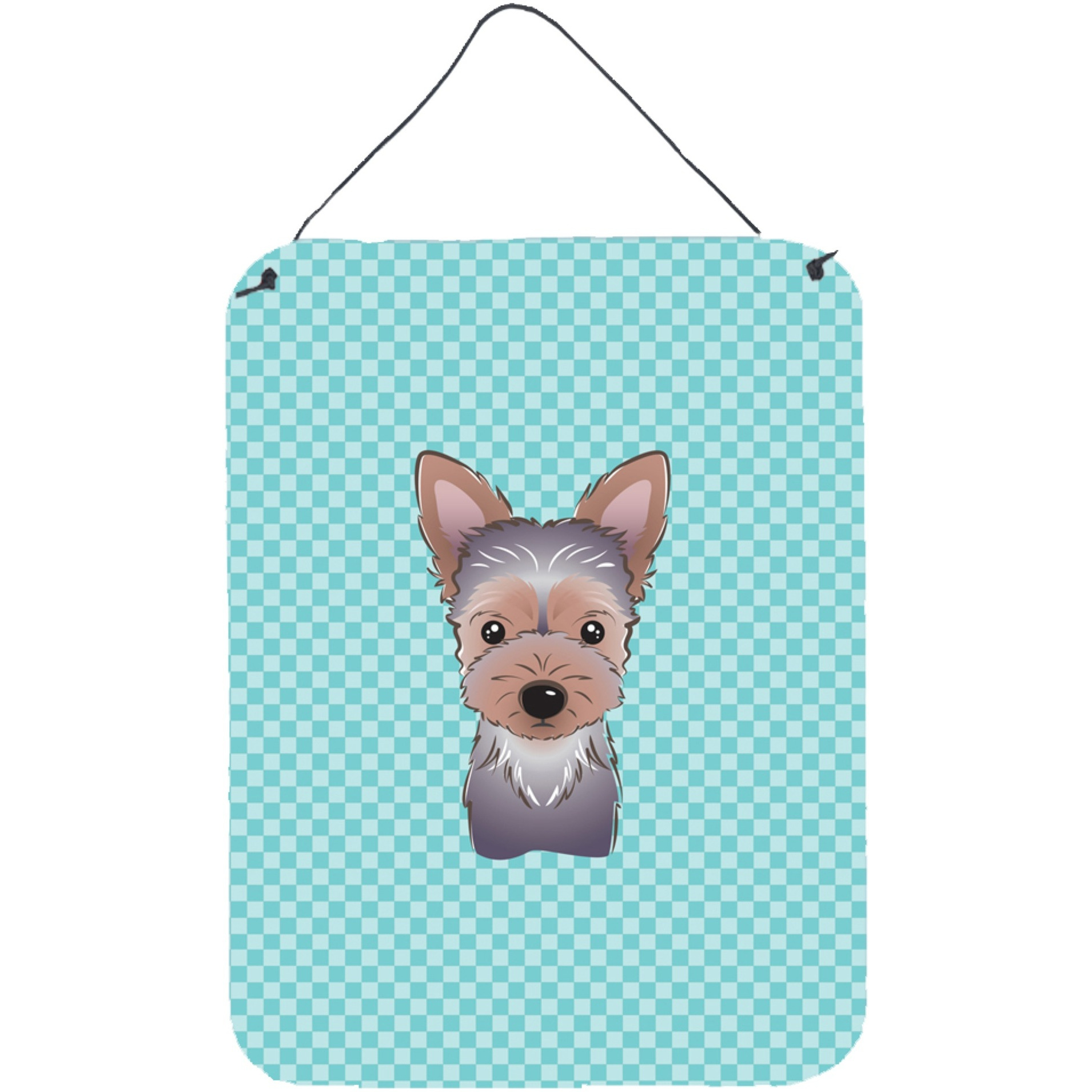 &quotCaroline's Treasures Checkerboard Blue Yorkie Puppy Wall or Door Hanging Prints, 16"" x 12"""